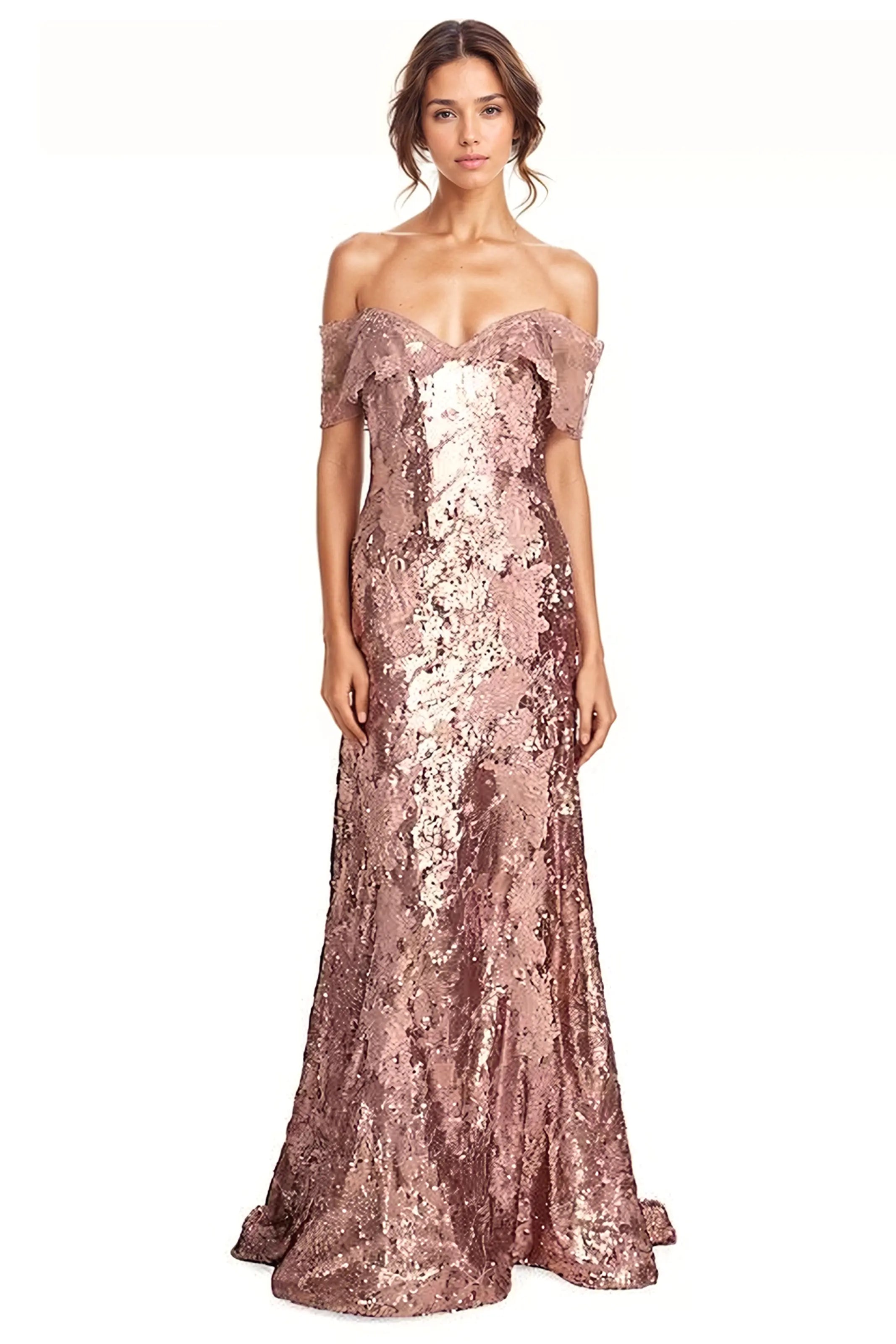 Off The Shoulder Sequin Gown Gown Rene Ruiz Collection 2 Pink