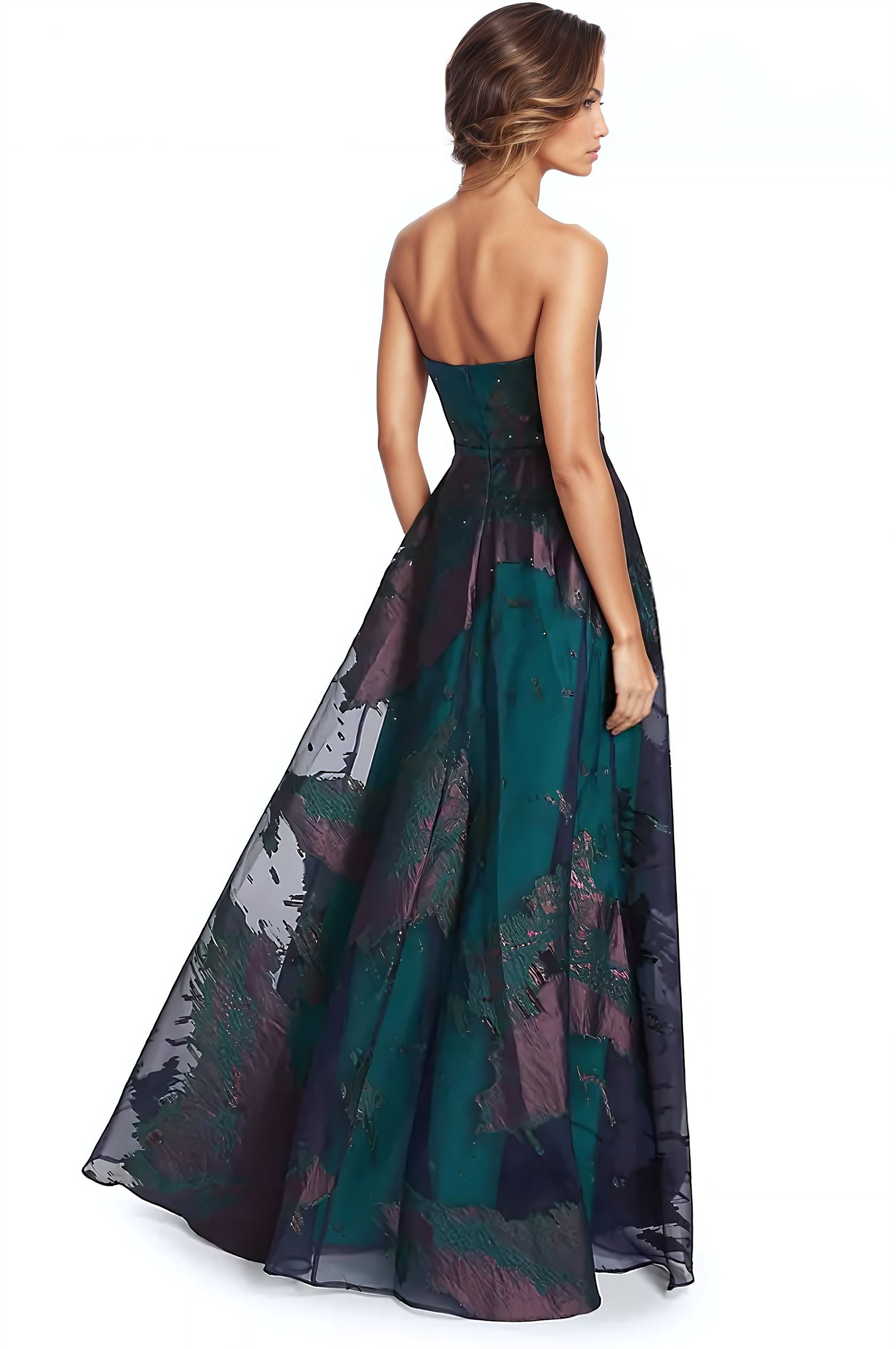 Strapless Sweetheart Satin Burn Out A-line Gown Gown Rene Ruiz Collection