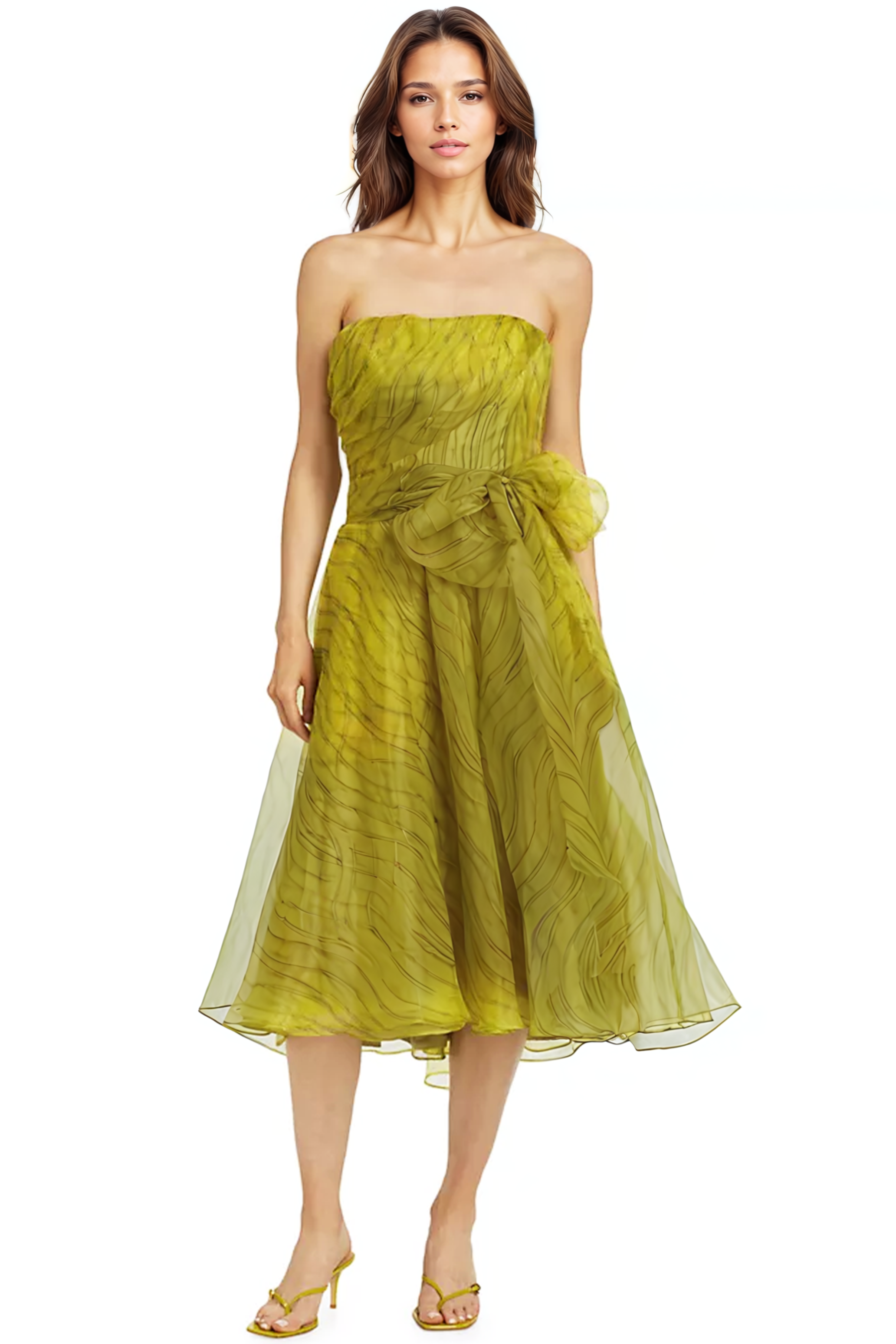Strapless Organza Cocktail Dress With Ribbon Detail Cocktail Rene Ruiz Collection