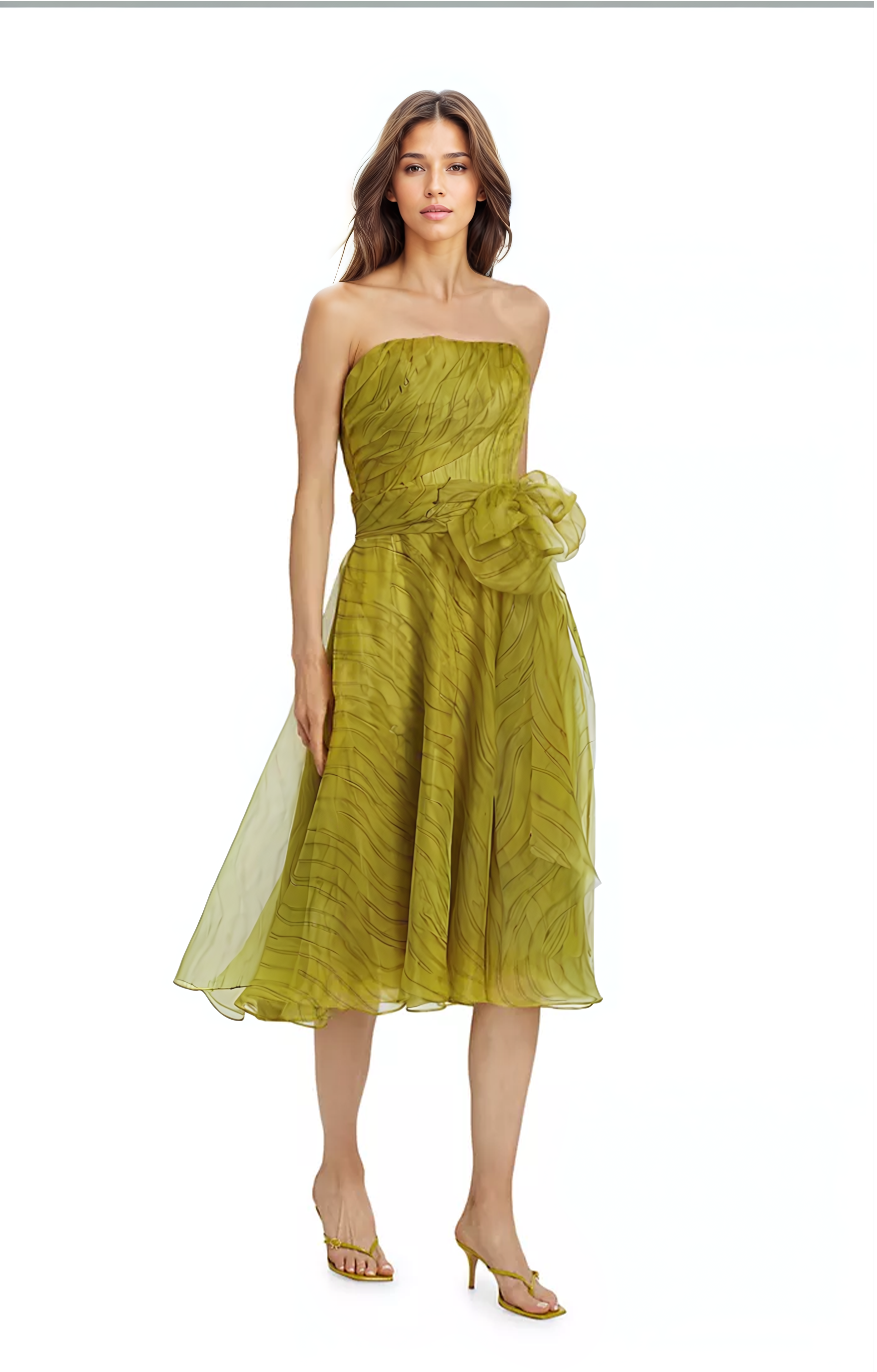 Strapless Organza Cocktail Dress With Ribbon Detail Cocktail Rene Ruiz Collection