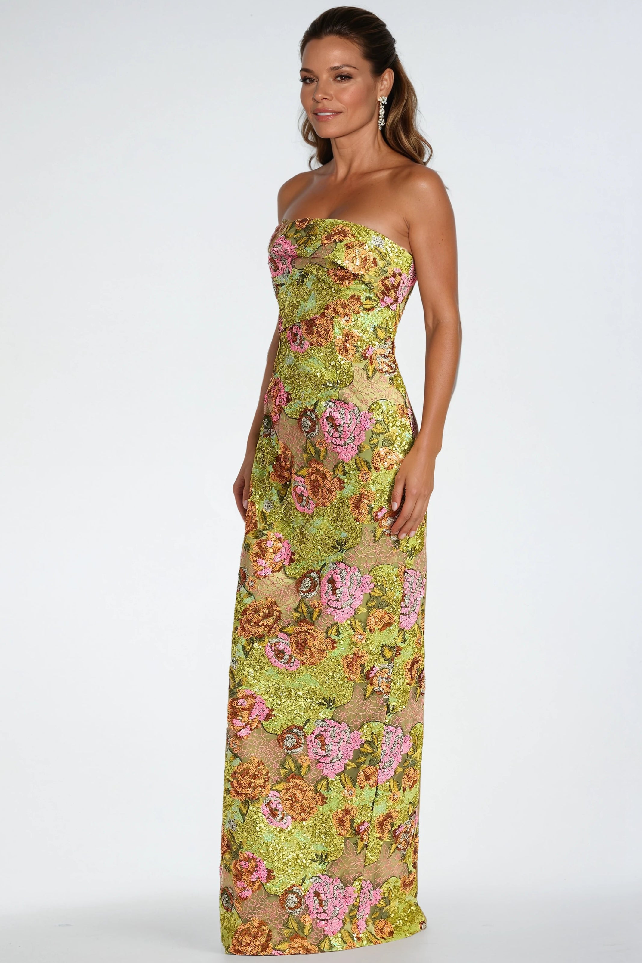 Sequin Strapless Column Gown (MANHASSET STOCK) Gown Rene Ruiz Collection
