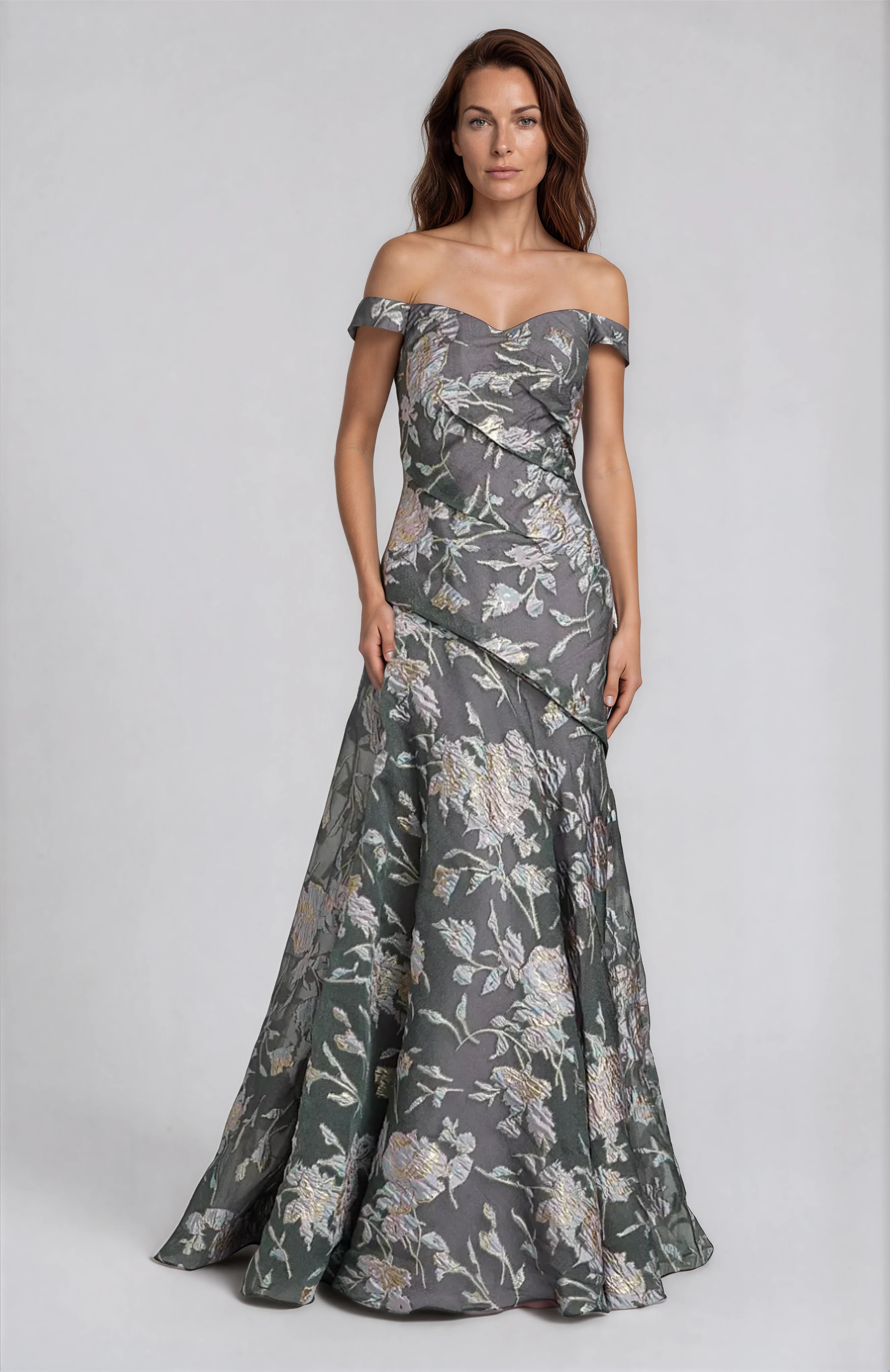 Off The Shoulder Sweetheart Floral A-Line Gown Gown Rene Ruiz Collection