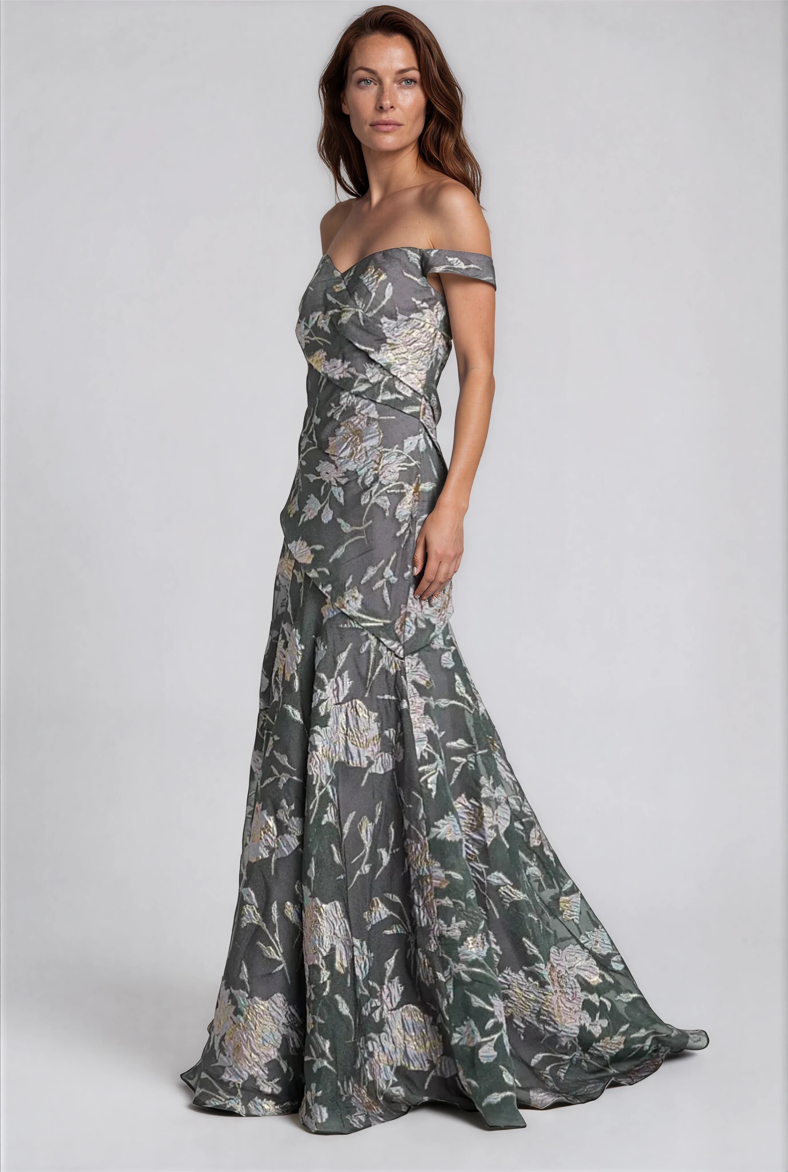 Off The Shoulder Sweetheart Floral A-Line Gown Gown Rene Ruiz Collection