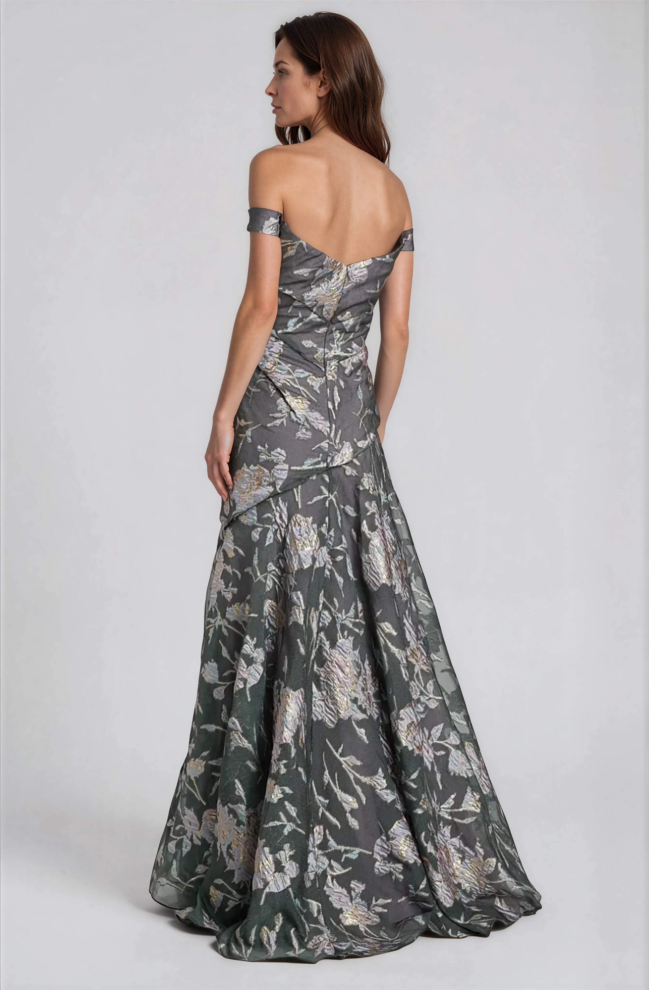 Off The Shoulder Sweetheart Floral A-Line Gown Gown Rene Ruiz Collection