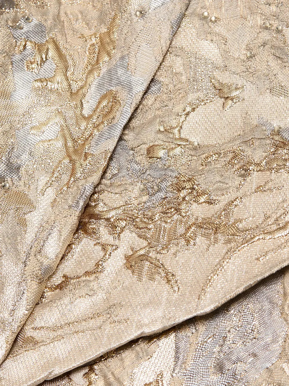 One Shoulder Brocade Metallic A-Line Gown Gown Rene Ruiz Collection