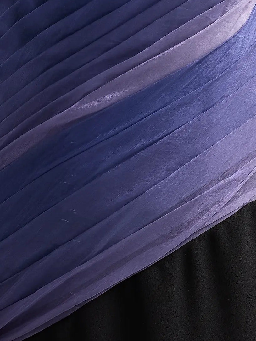 Strapless Draped Chiffon Column Gown with Scarf Detail Gown Rene Ruiz Collection