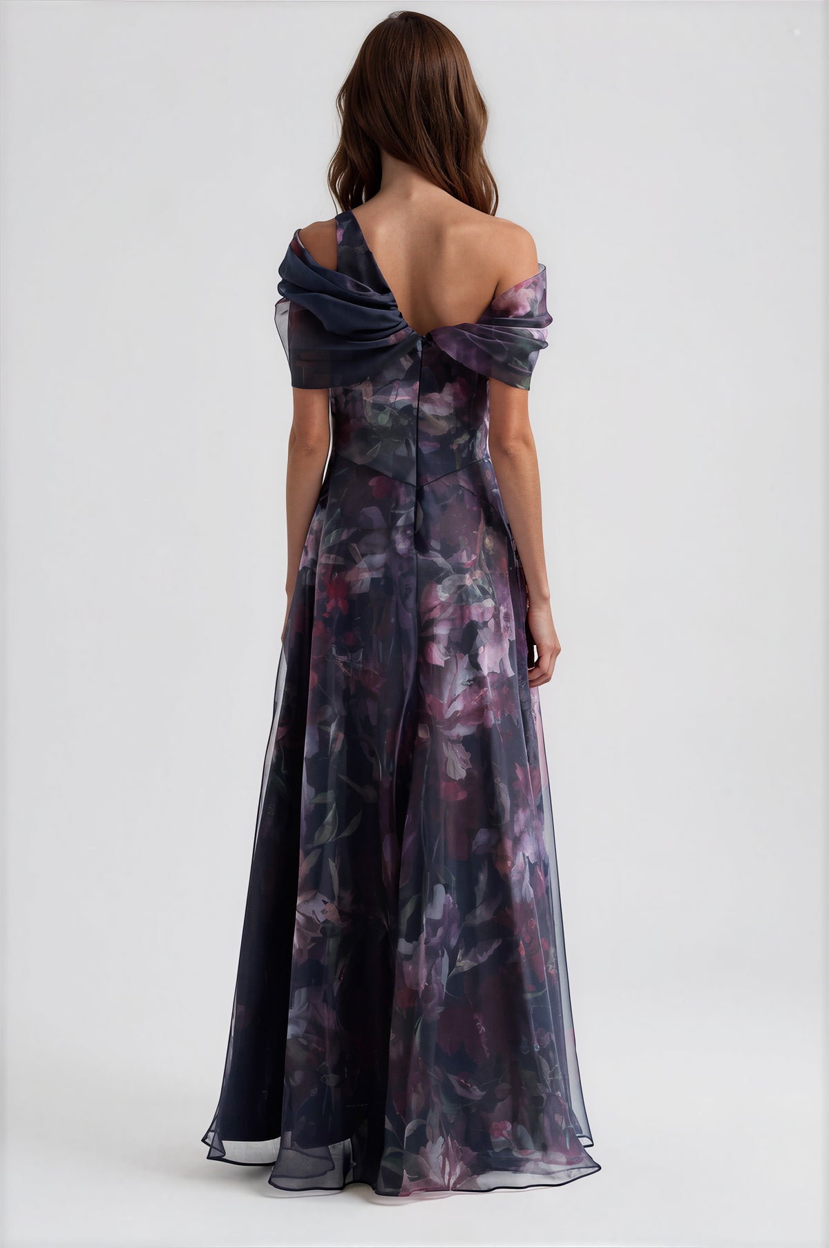 Twisted Off-The-Shoulder Organza Gown Gown Rene Ruiz Collection