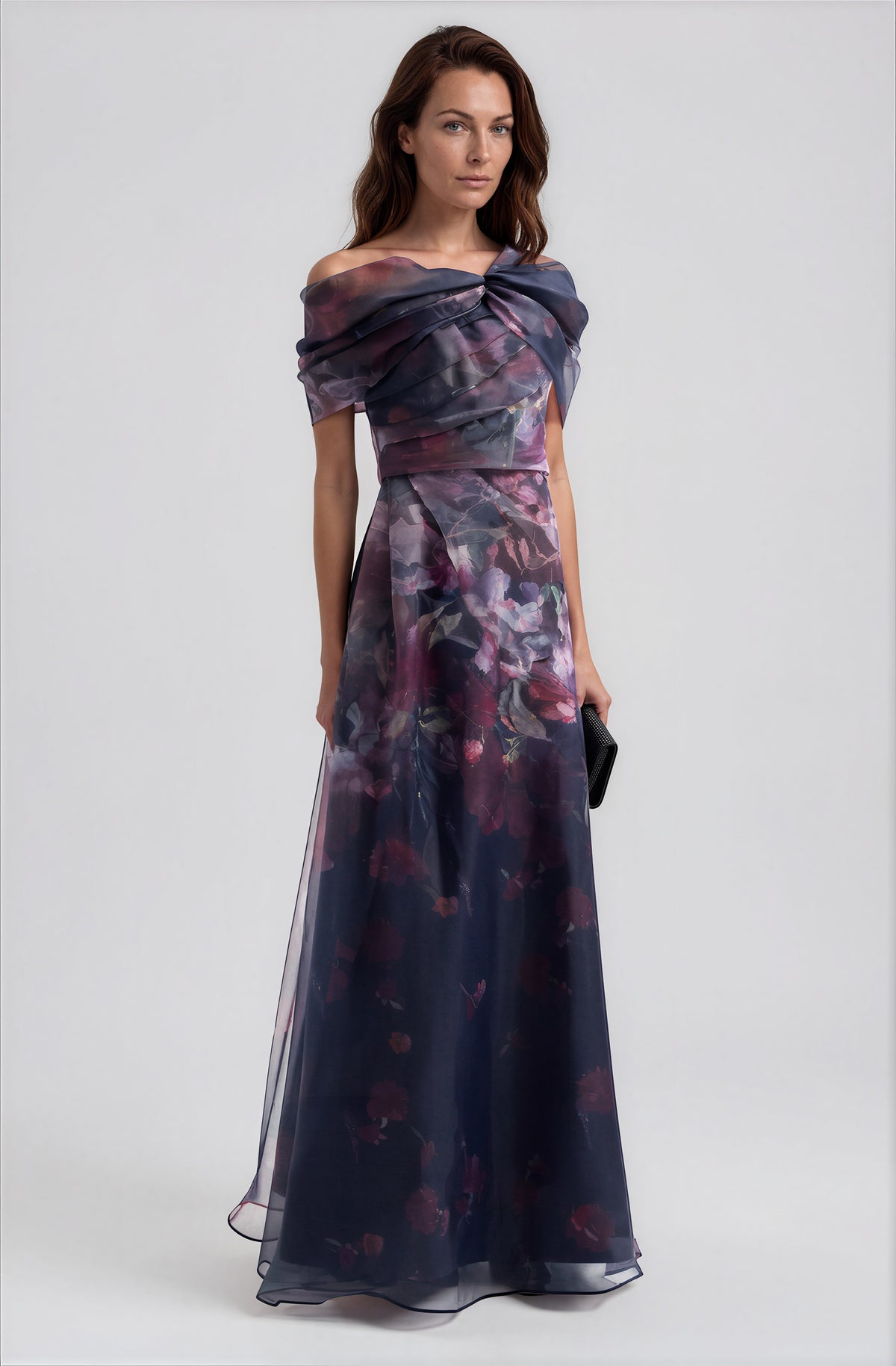 Twisted Off-The-Shoulder Organza Gown Gown Rene Ruiz Collection