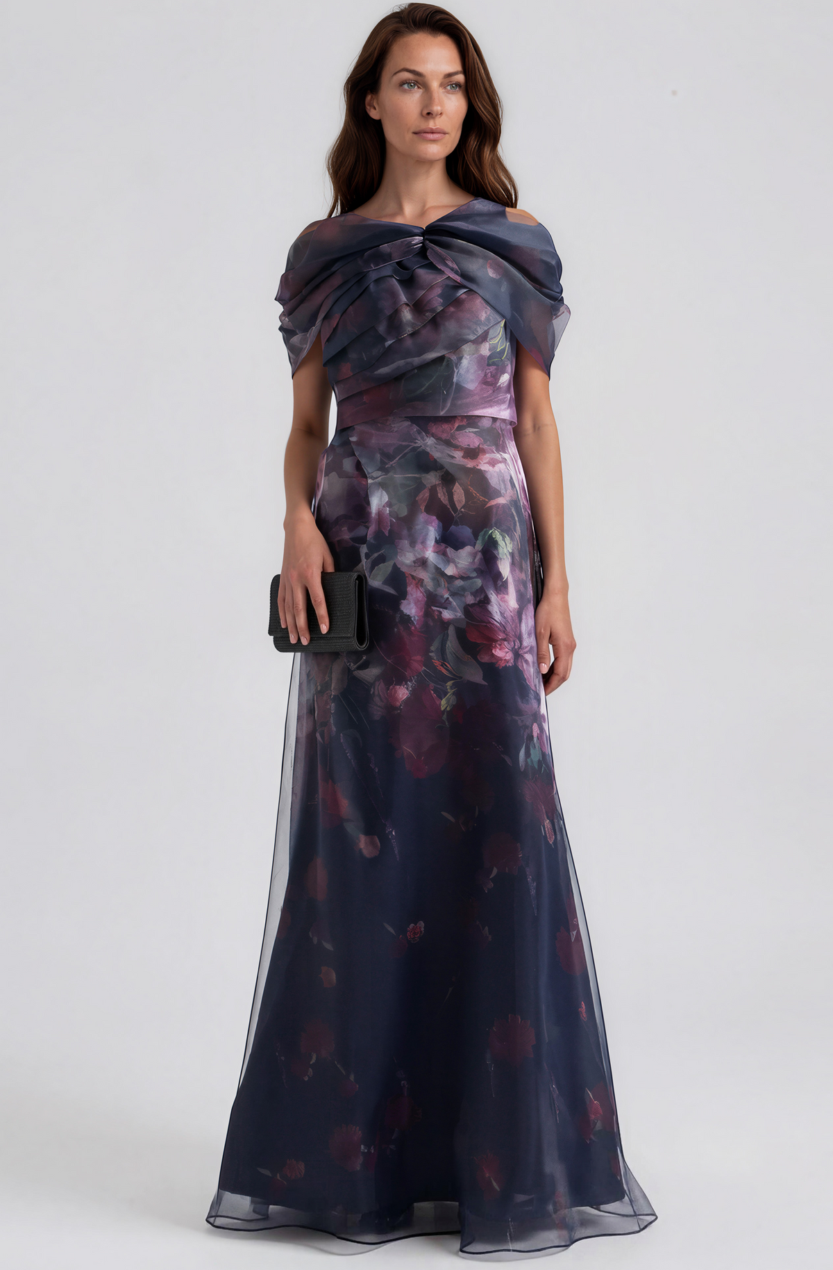 Twisted Off-The-Shoulder Organza Gown Gown Rene Ruiz Collection
