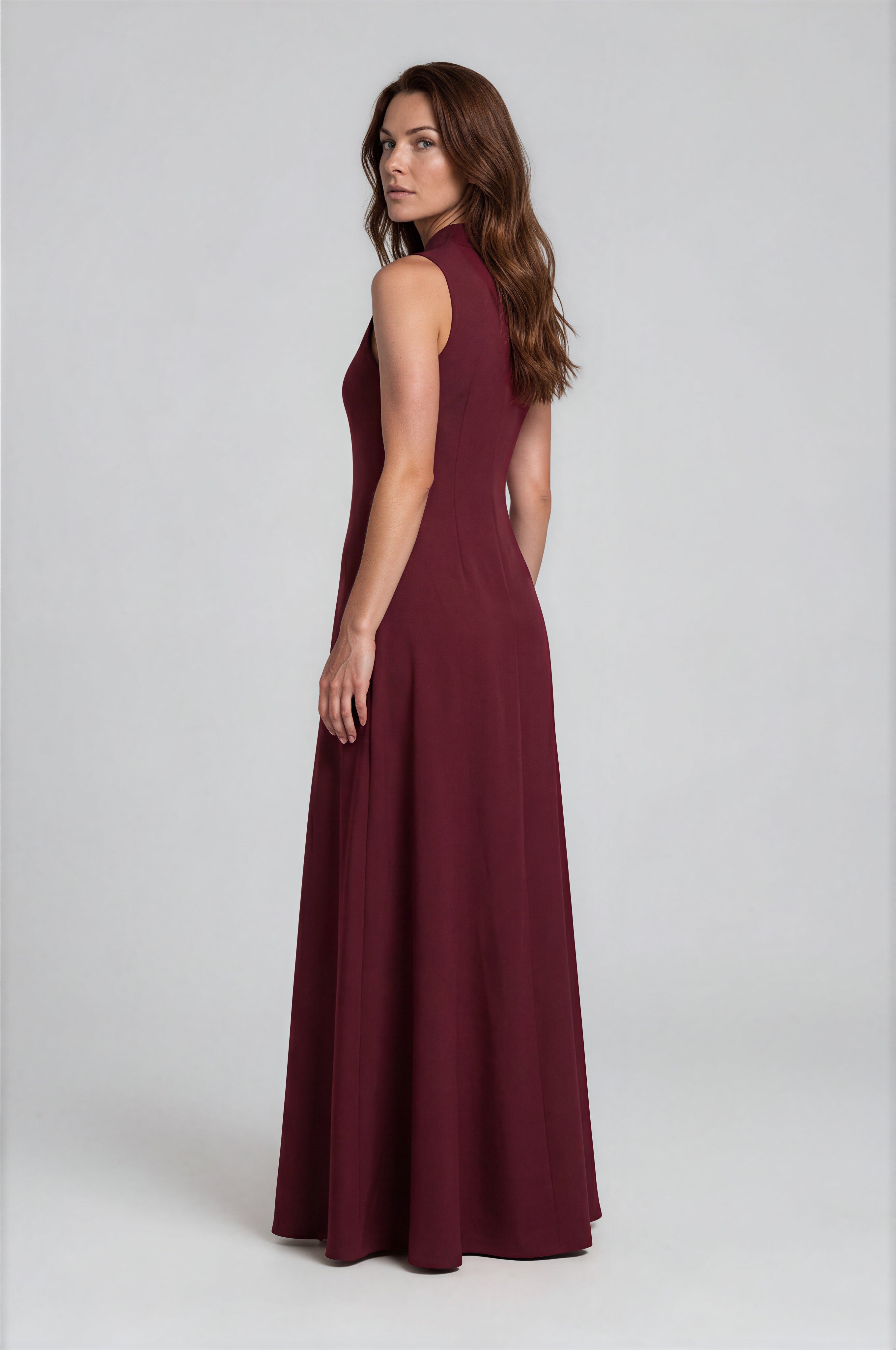 Floral Beaded Column Crepe Gown Gown Rene Ruiz Collection