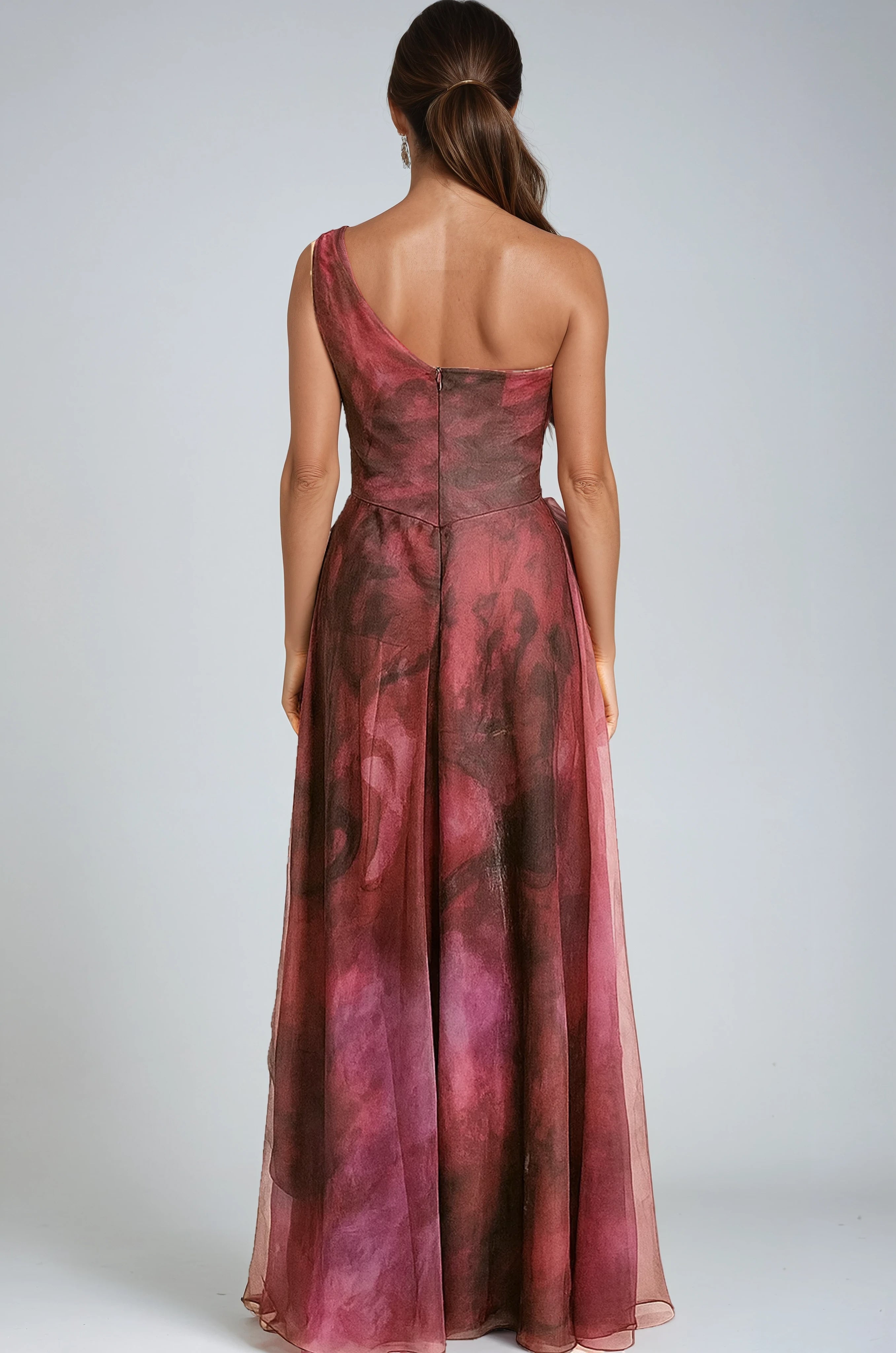 One Shoulder A-line Organza Gown