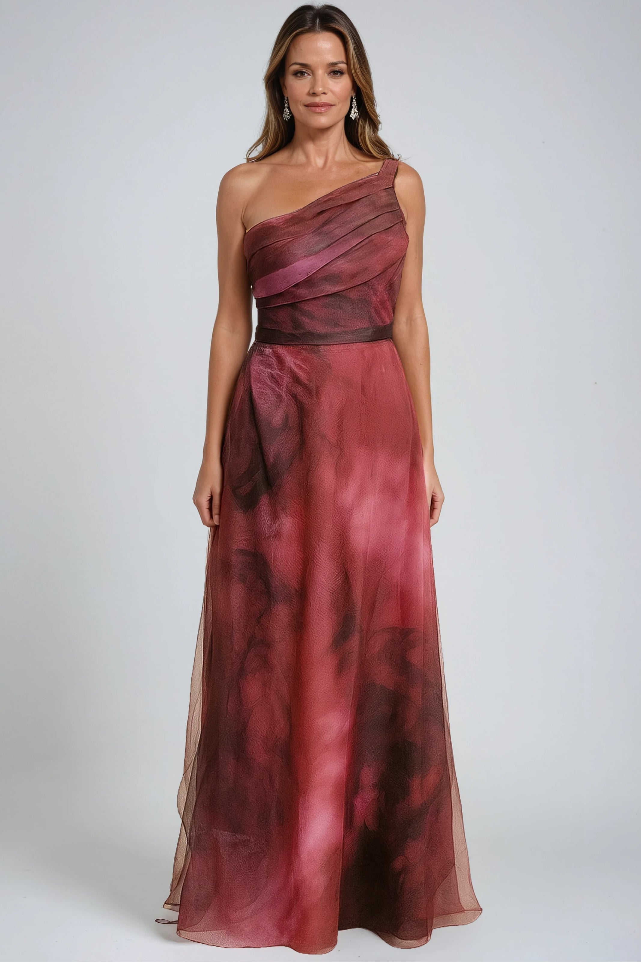 One Shoulder A-line Organza Gown Gown Rene Ruiz Collection