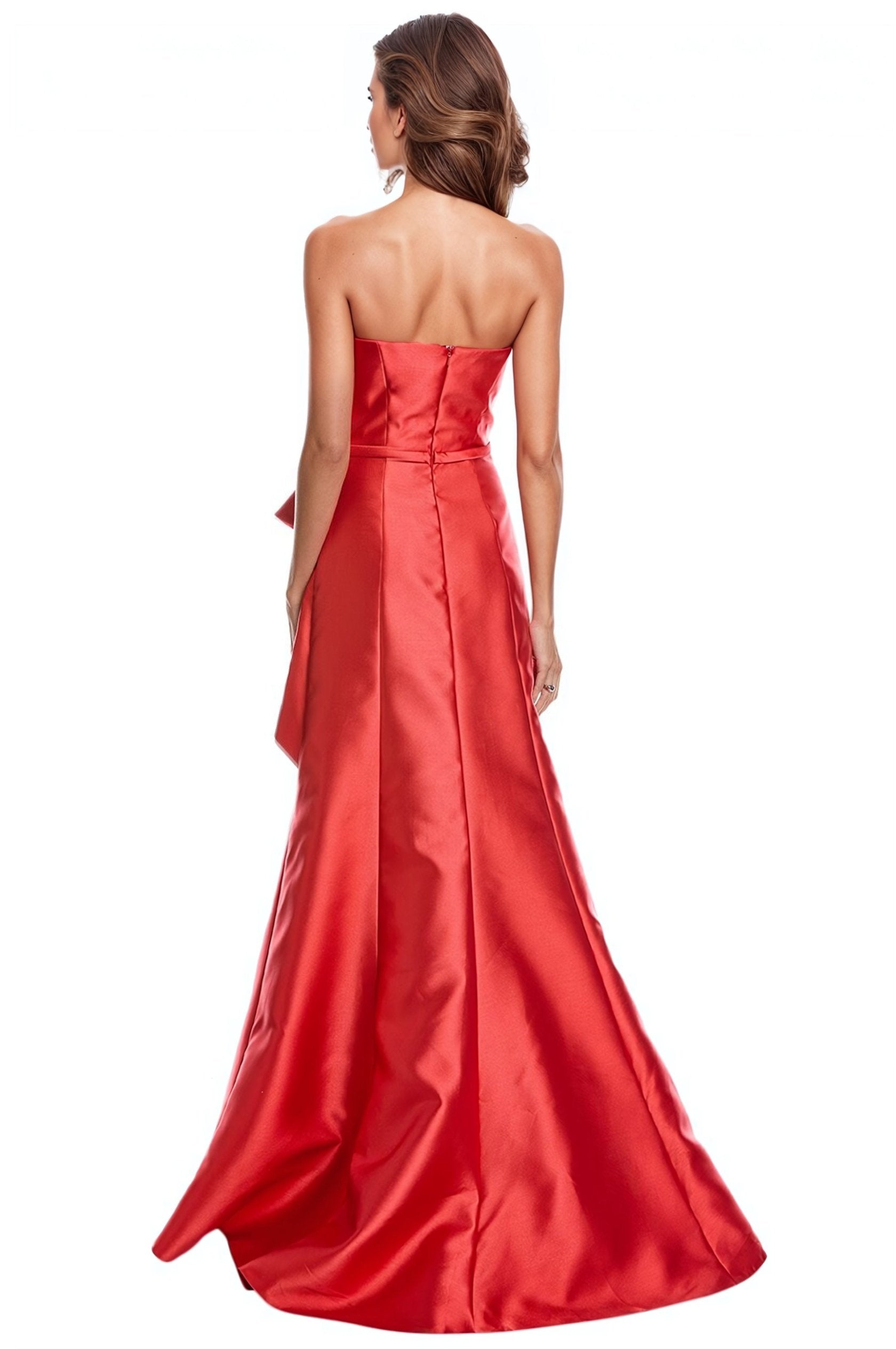 Strapless Ruffle Bow A-Line Gown Gown Rene Ruiz Collection