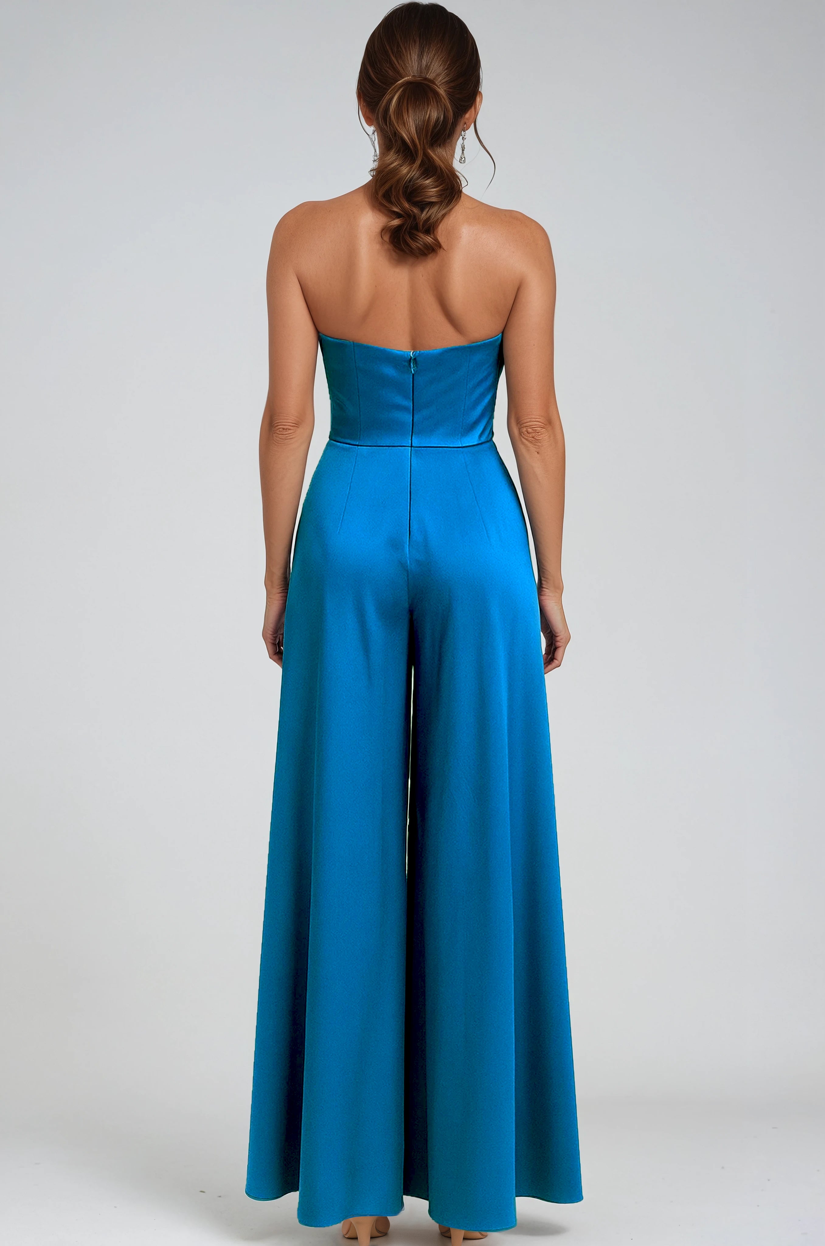 Strapless Pleated Crepe Jumpsuit Jumpsuit Rene Ruiz Collection