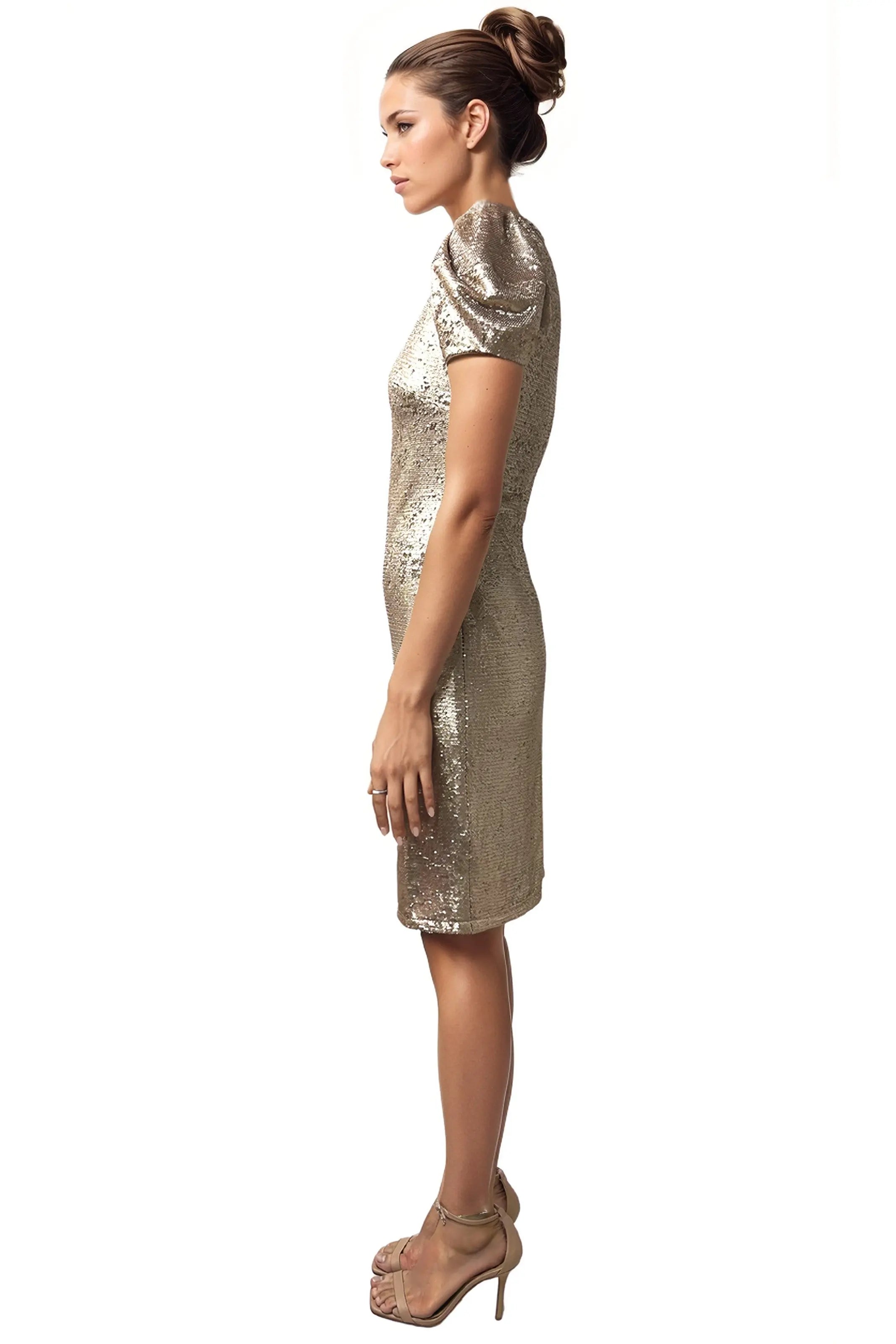 Puff Sleeve Sequin Cocktail Cocktail Rene Ruiz Collection