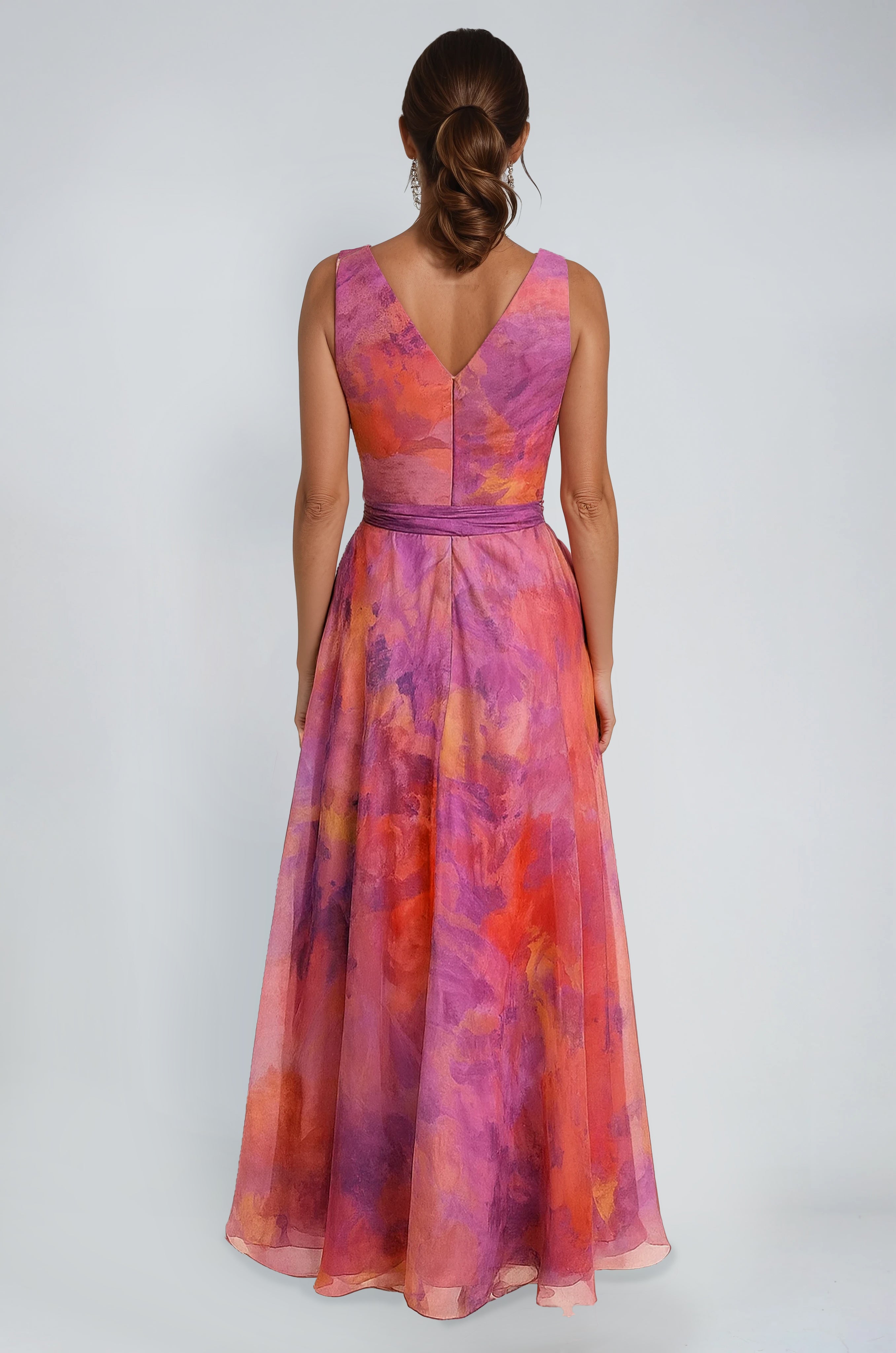 V-Neck Organza A-Line Gown