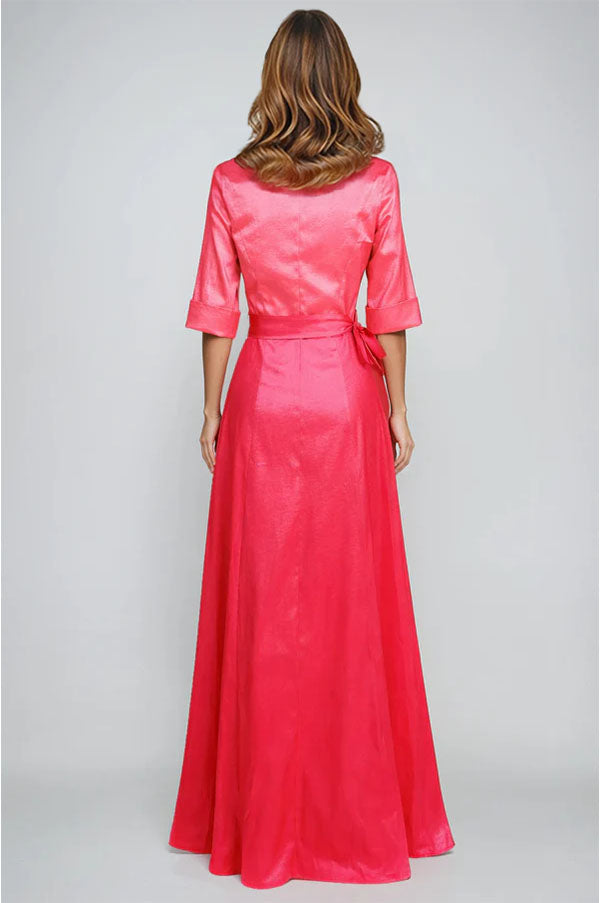 3/4 Sleeve Button Front Taffeta Shirt Gown Gown Rene Ruiz Collection