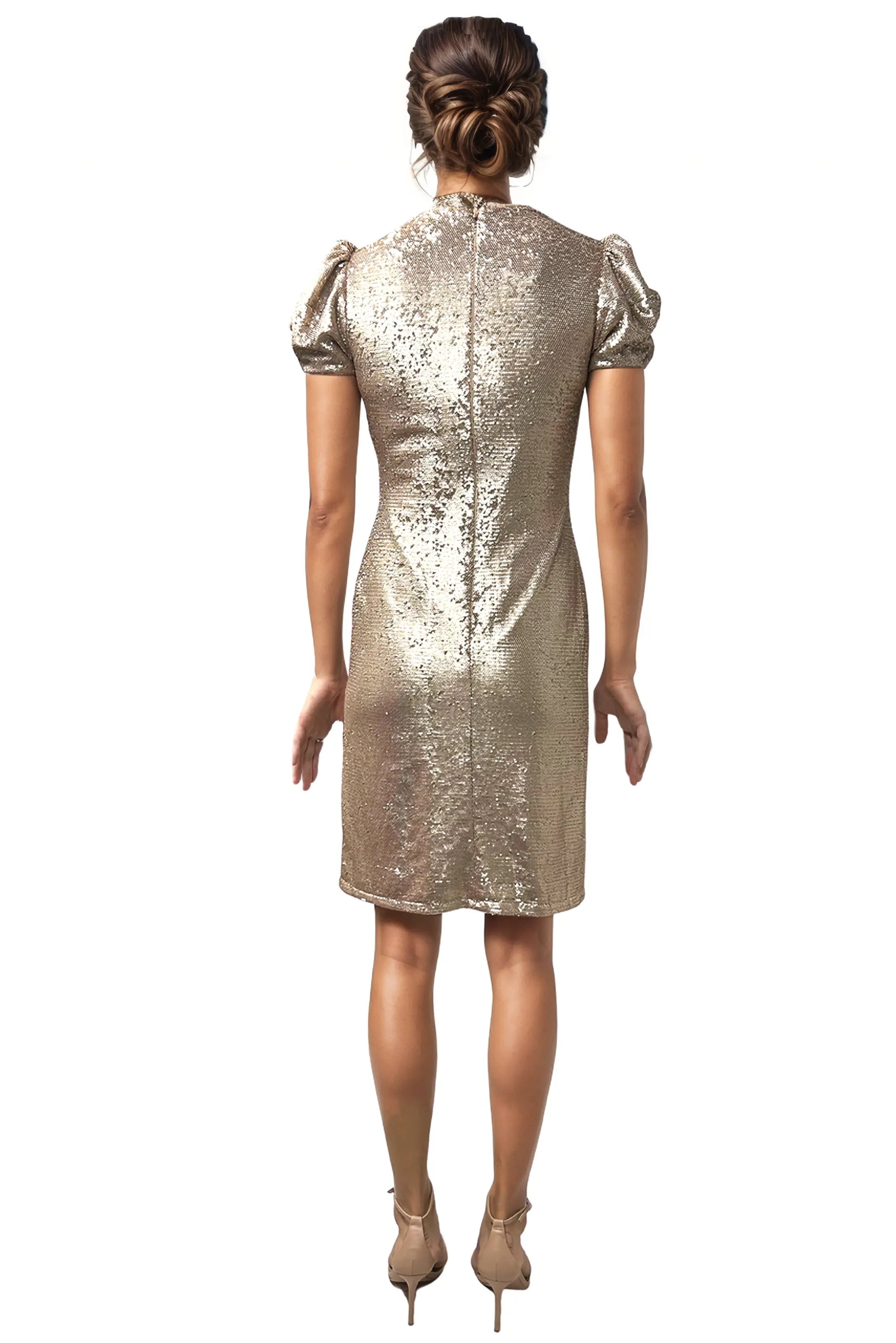 Puff Sleeve Sequin Cocktail Cocktail Rene Ruiz Collection