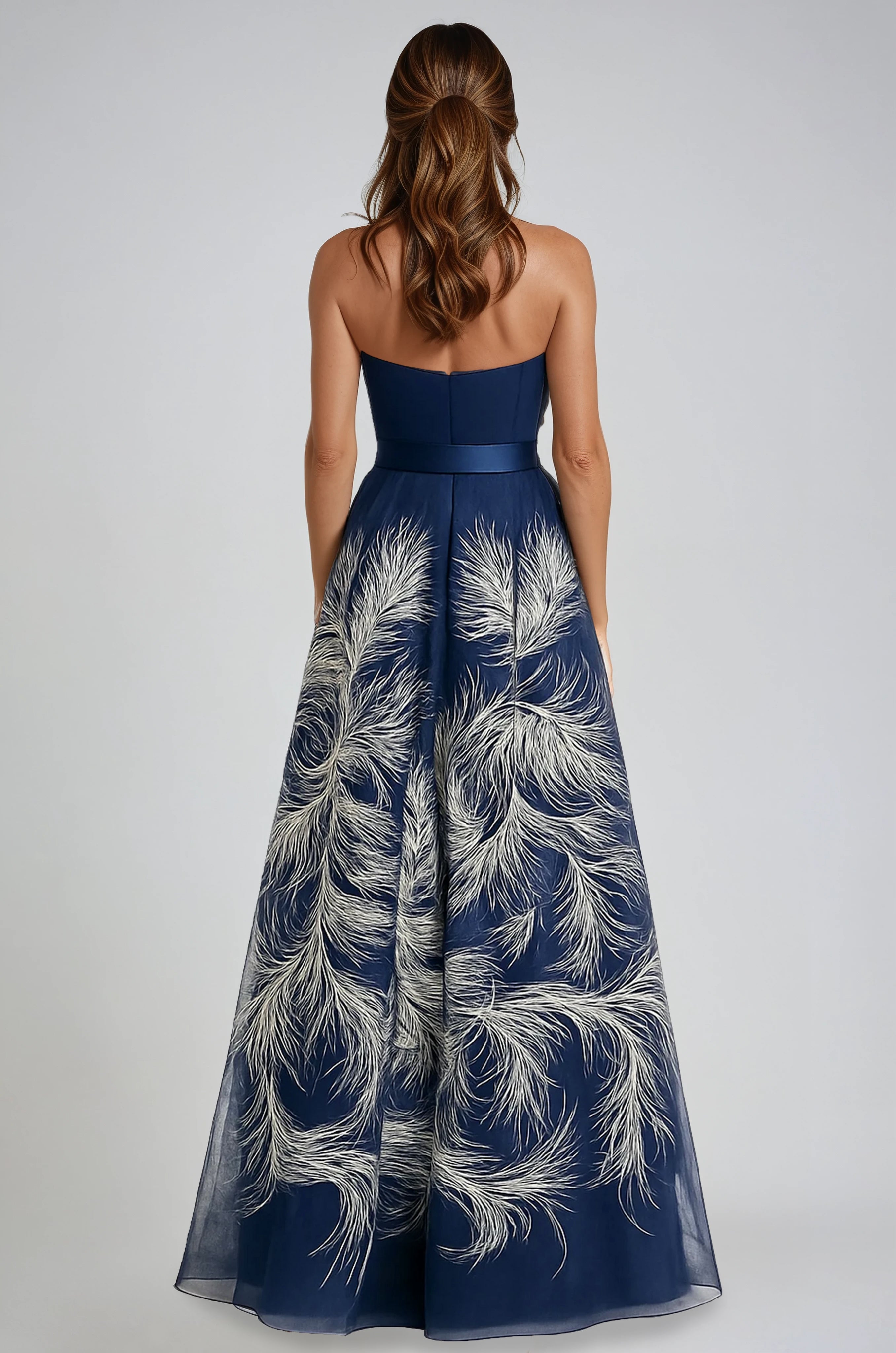 Strapless Sequin Embroidered Tulle A-Line Gown Gown Rene Ruiz Collection