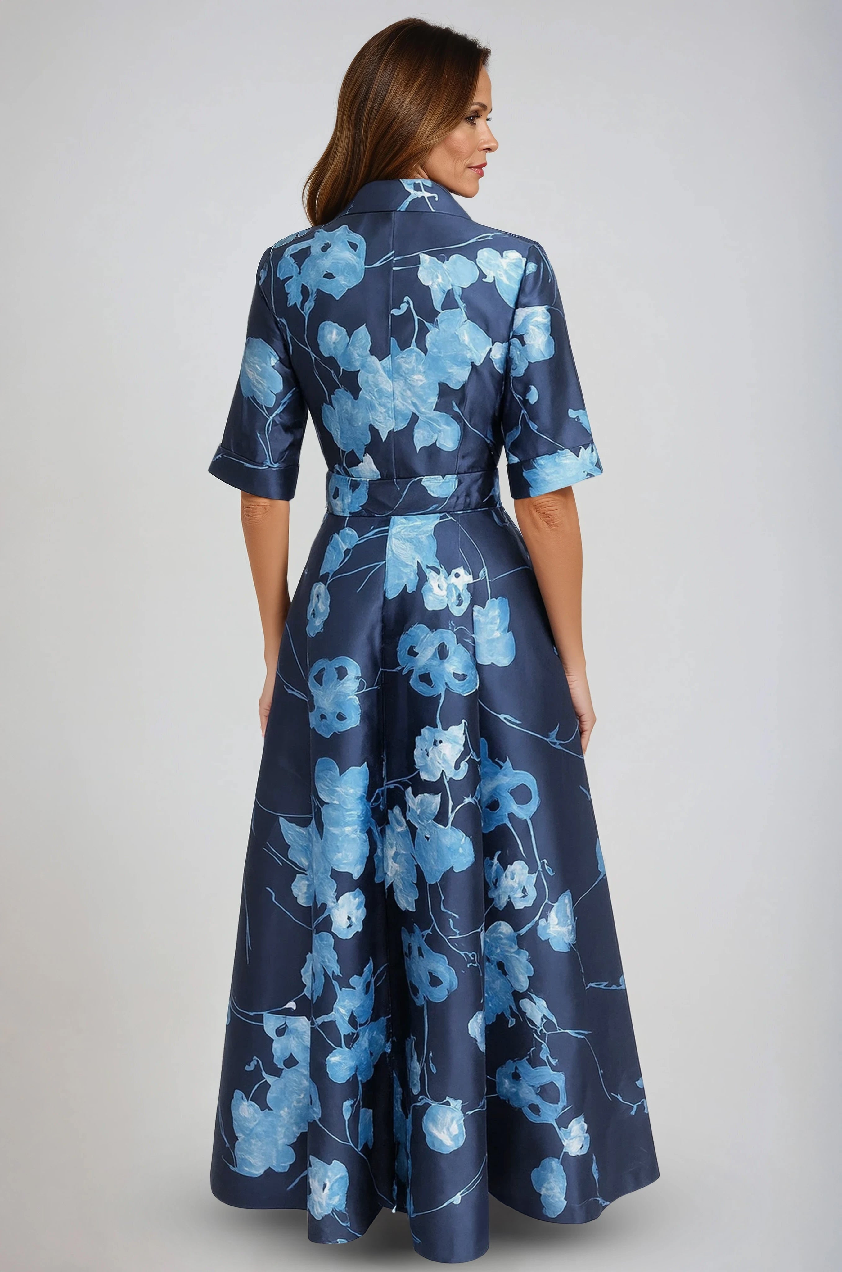 3/4 Sleeve Button Front Shirt Gown Gown Rene Ruiz Collection