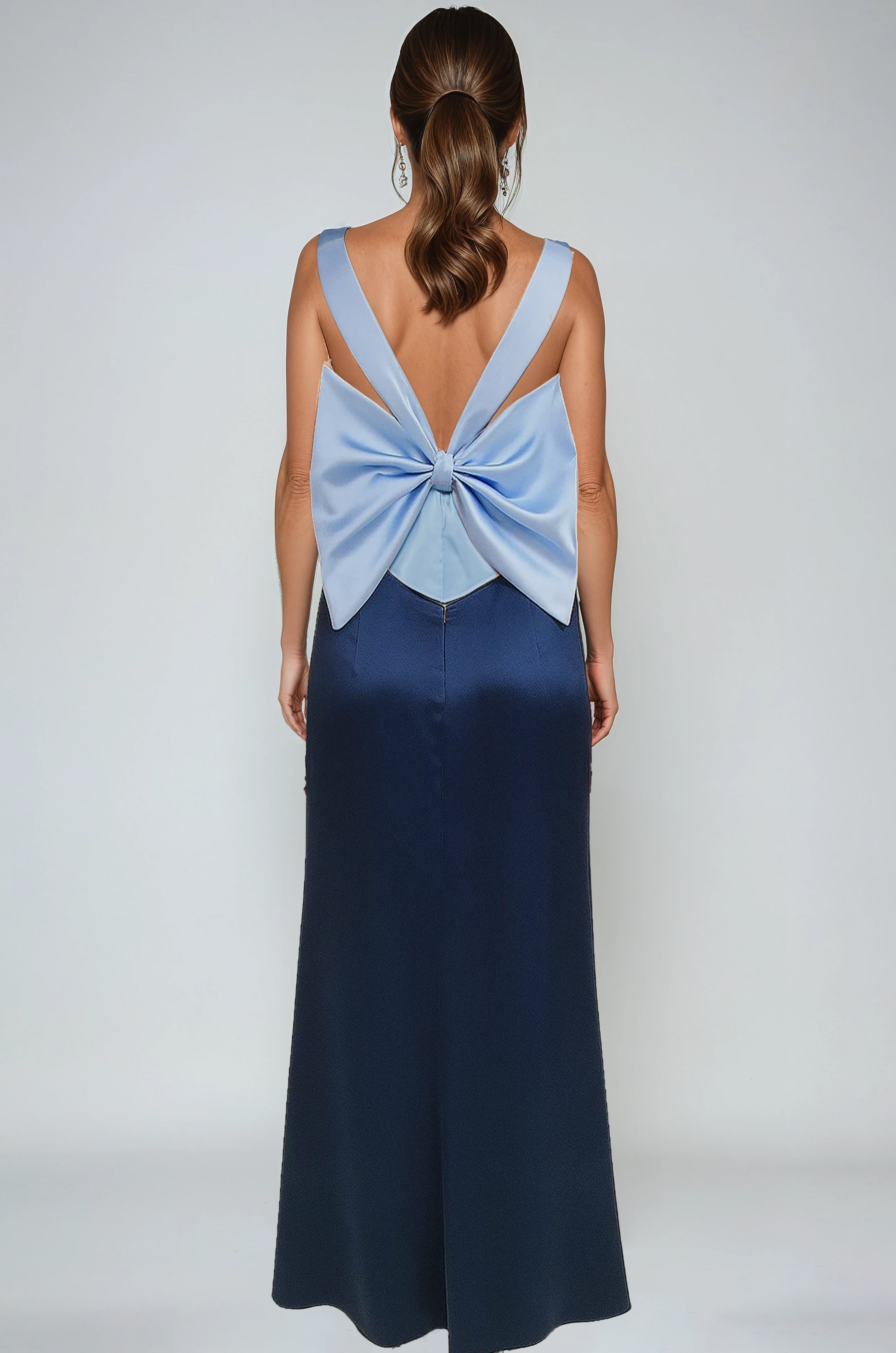 Two Tone Satin Sweetheart Column Gown Cocktail Rene Ruiz Collection