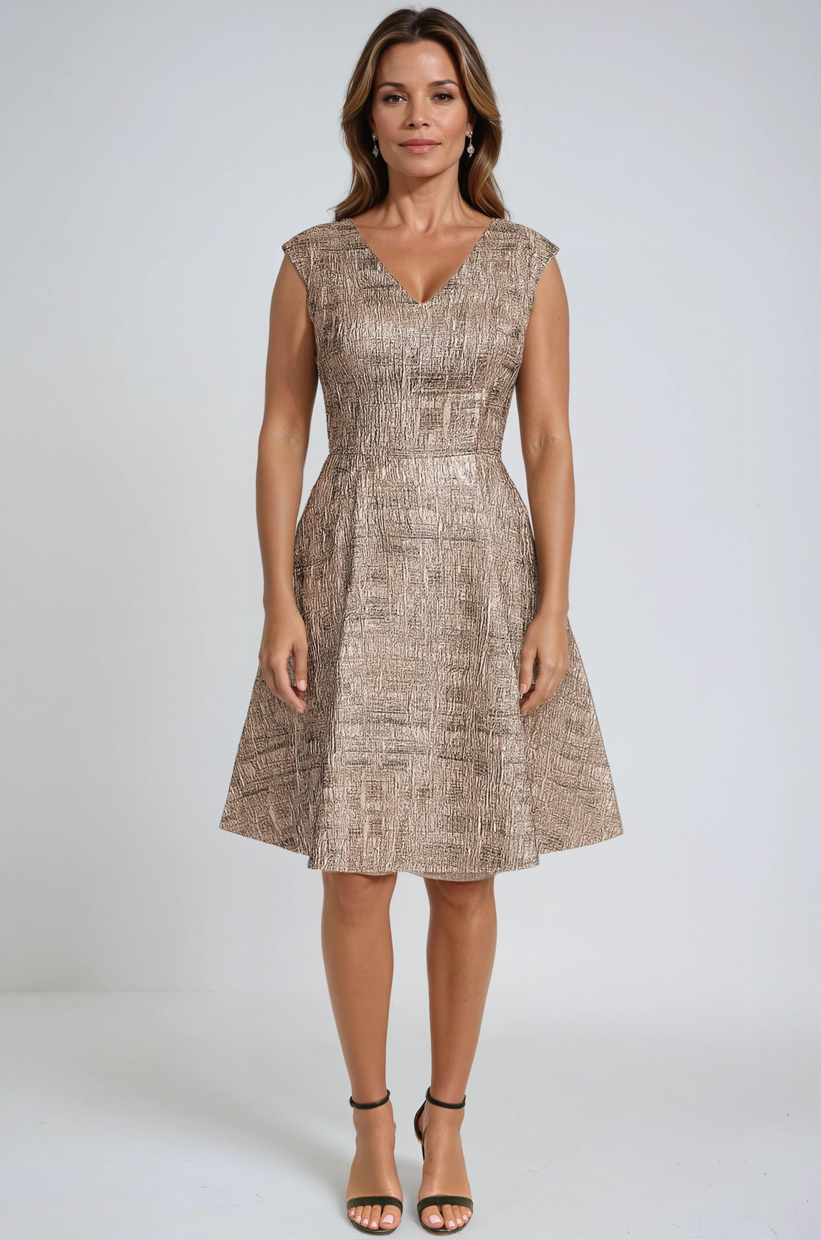 Jacquard V-Neck A-Line Cocktail