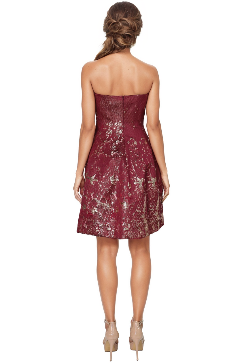 Strapless Textured Brocade A-Line Cocktail Cocktail Rene Ruiz Collection