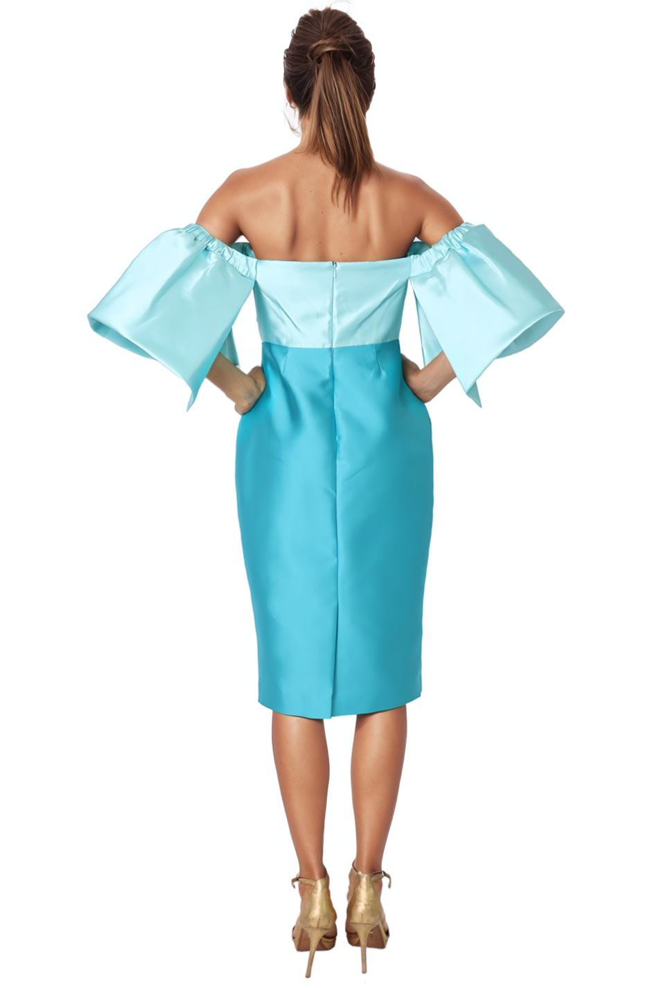 Off The Shoulder Mikado Puff Sleeve Cocktail Cocktail Rene Ruiz Collection