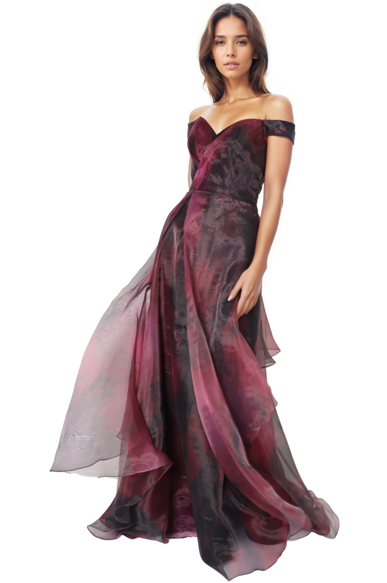 Off The Shoulder Organza A-line Gown Gown Rene Ruiz Collection