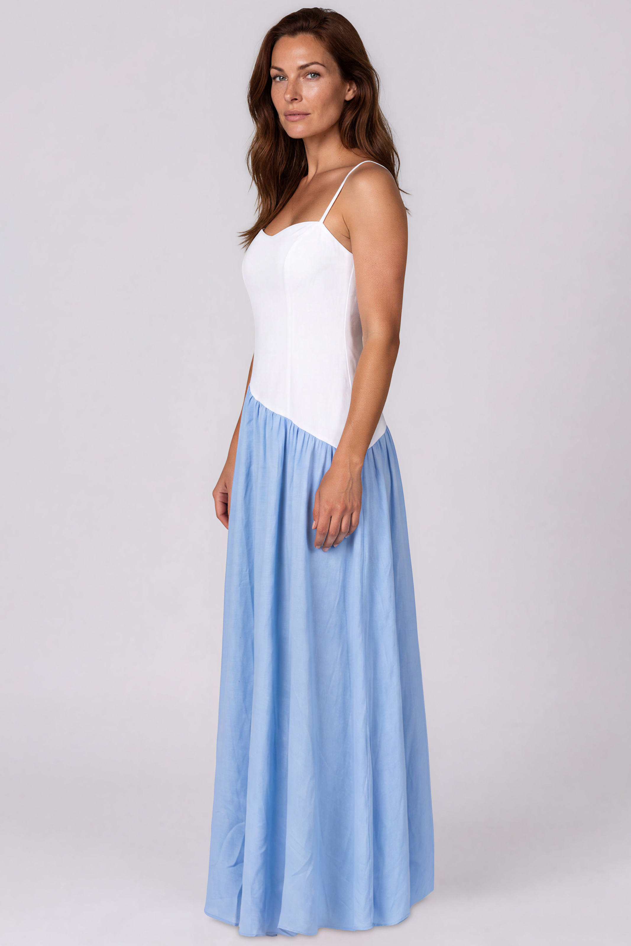 Sweetheart Cotton Linen Colorblock A-Line Gown Gown Rene Ruiz Collection