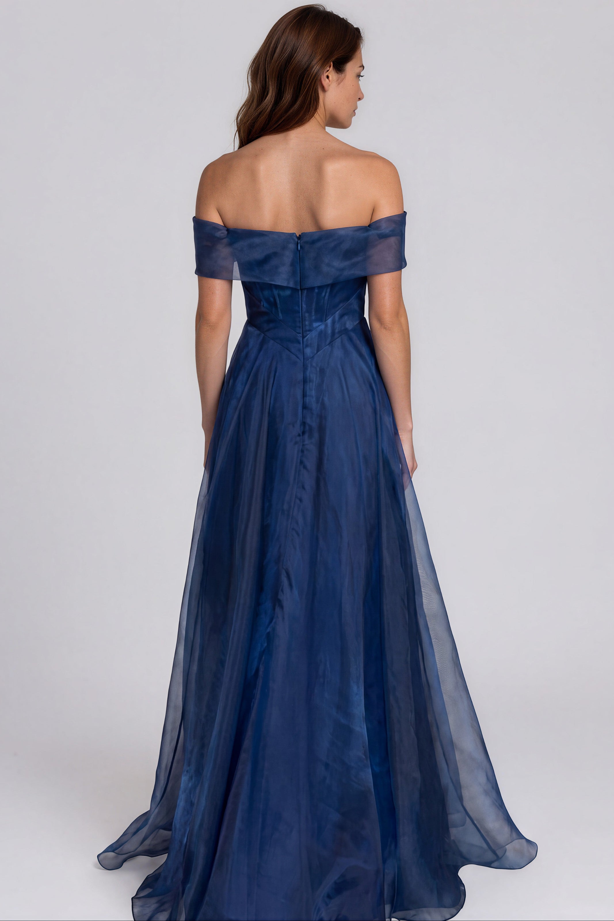 Wrap Sleeve Off The Shoulder Organza Gown Gown Rene Ruiz Collection