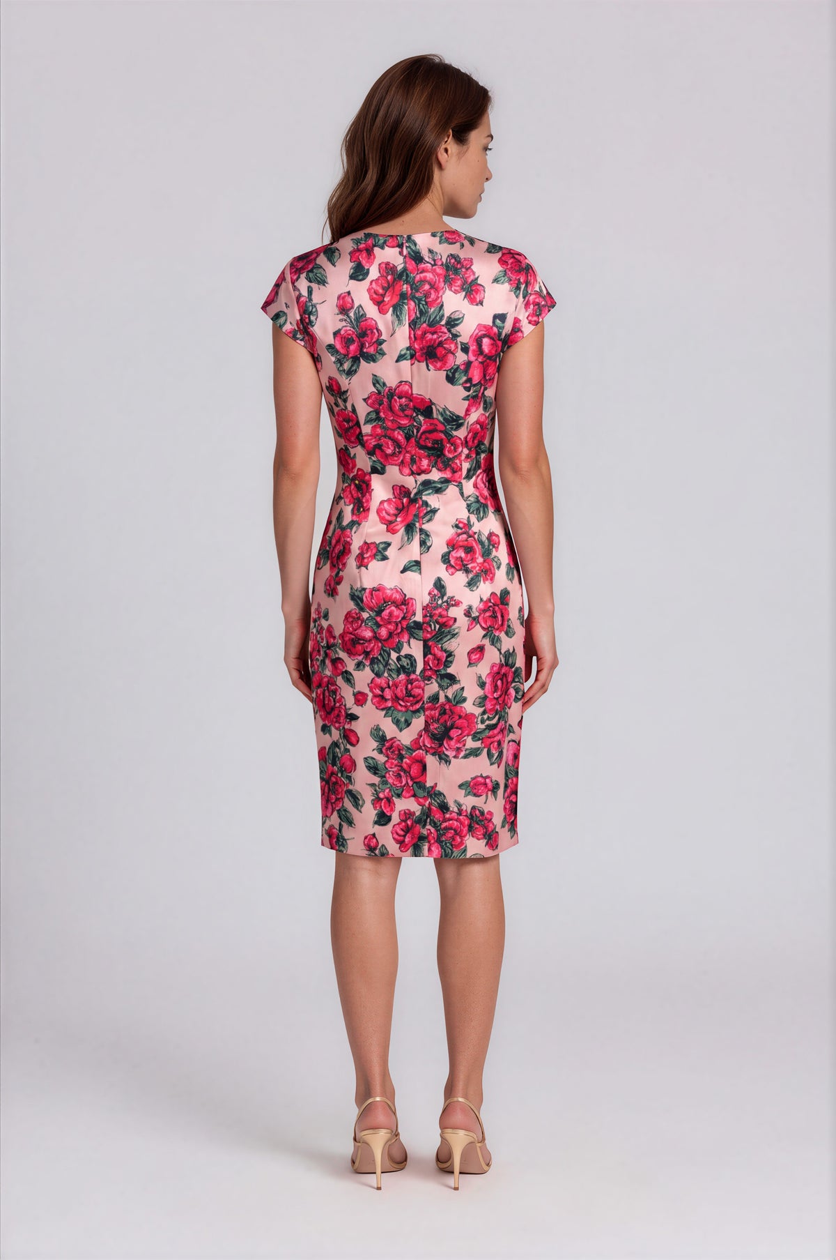 Cap Sleeve Printed Mikado Sheath Cocktail Dress Cocktail Rene Ruiz Collection