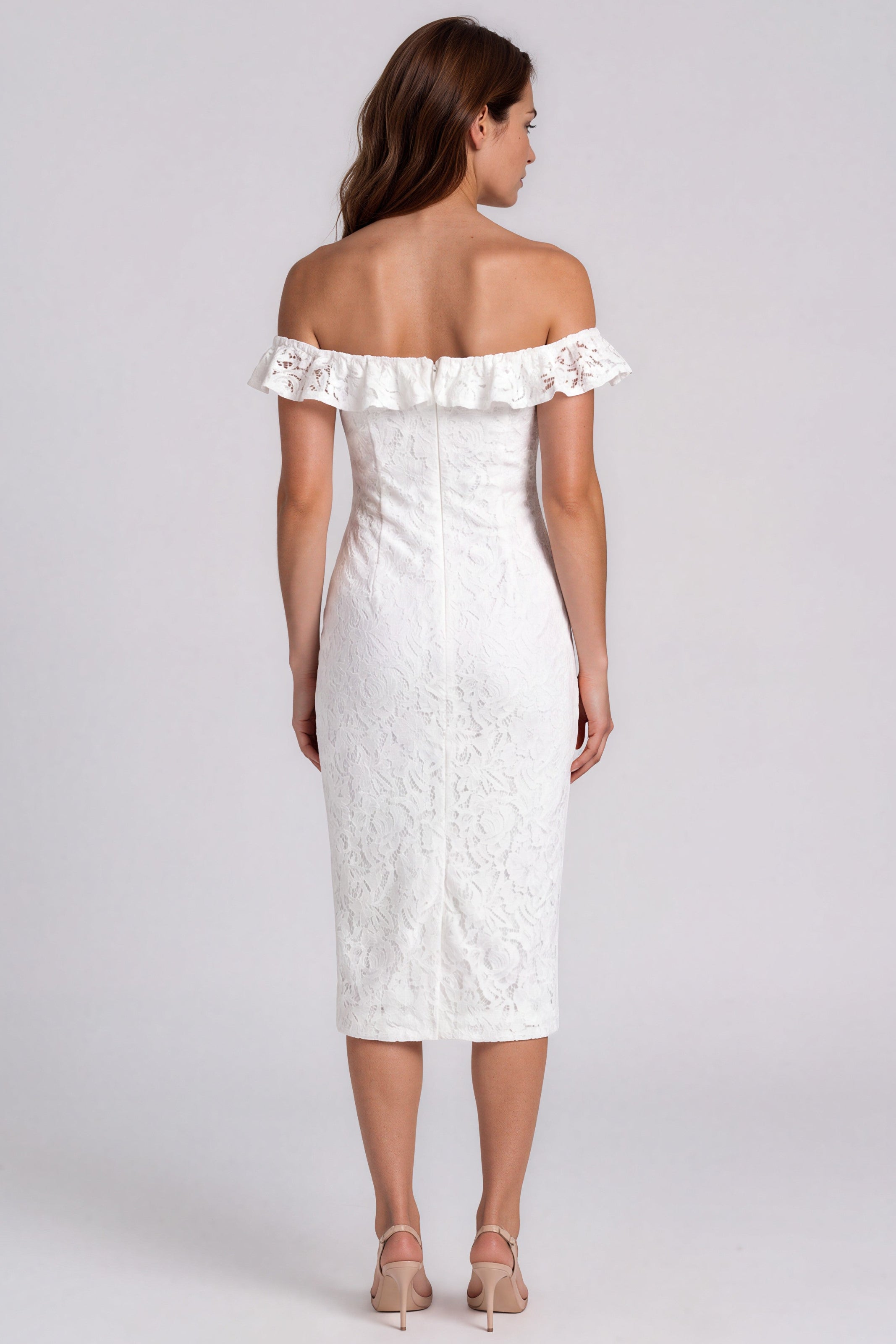 Off The Shoulder Lace Sheath Cocktail Dress Cocktail Rene Ruiz Collection