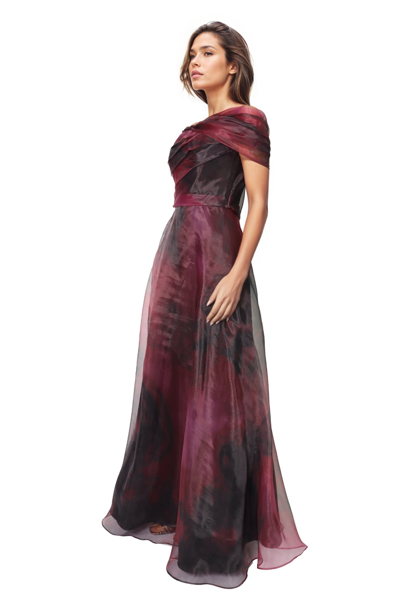 Twisted Off-The-Shoulder Organza Gown Gown Rene Ruiz Collection