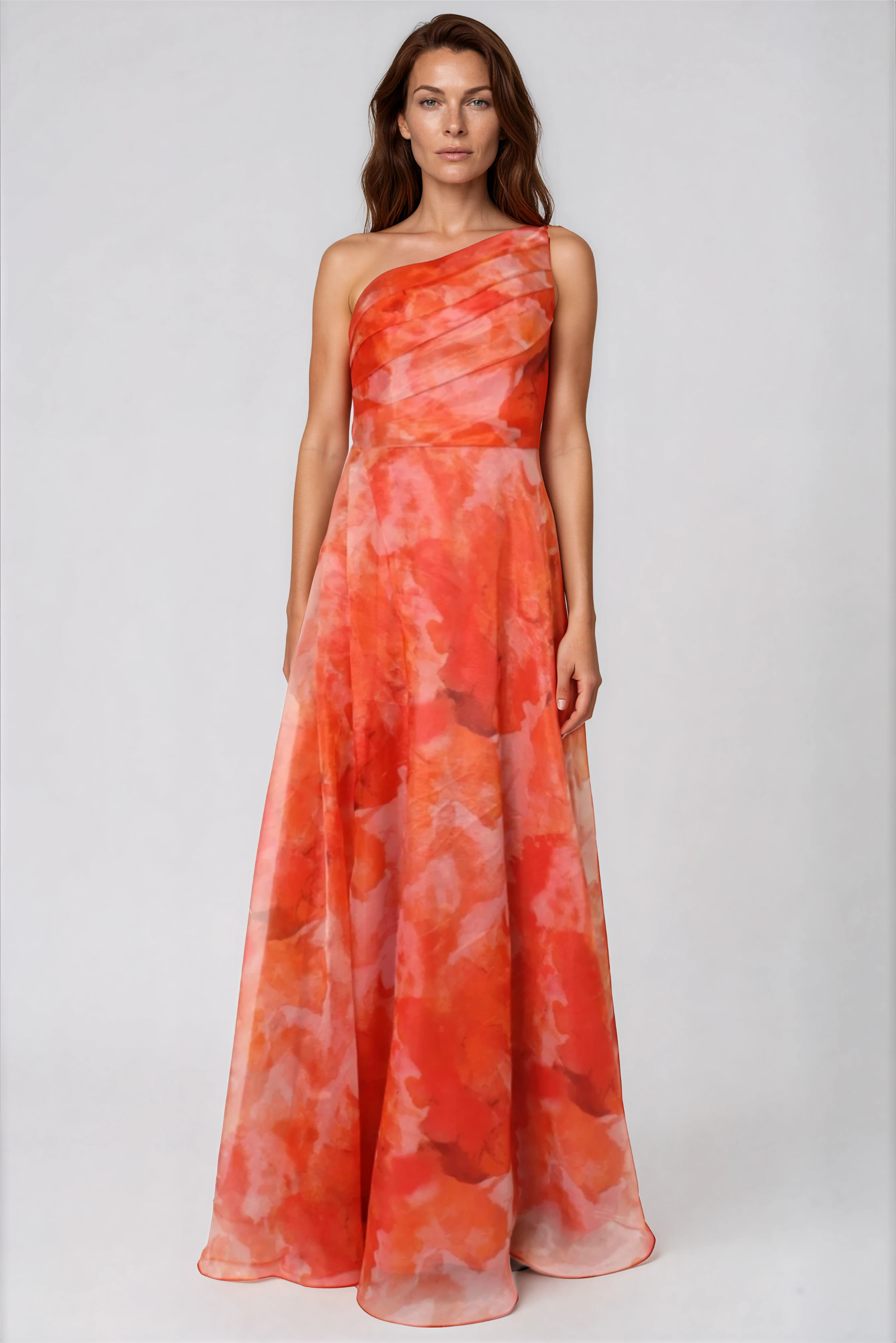 One Shoulder A-line Organza Gown