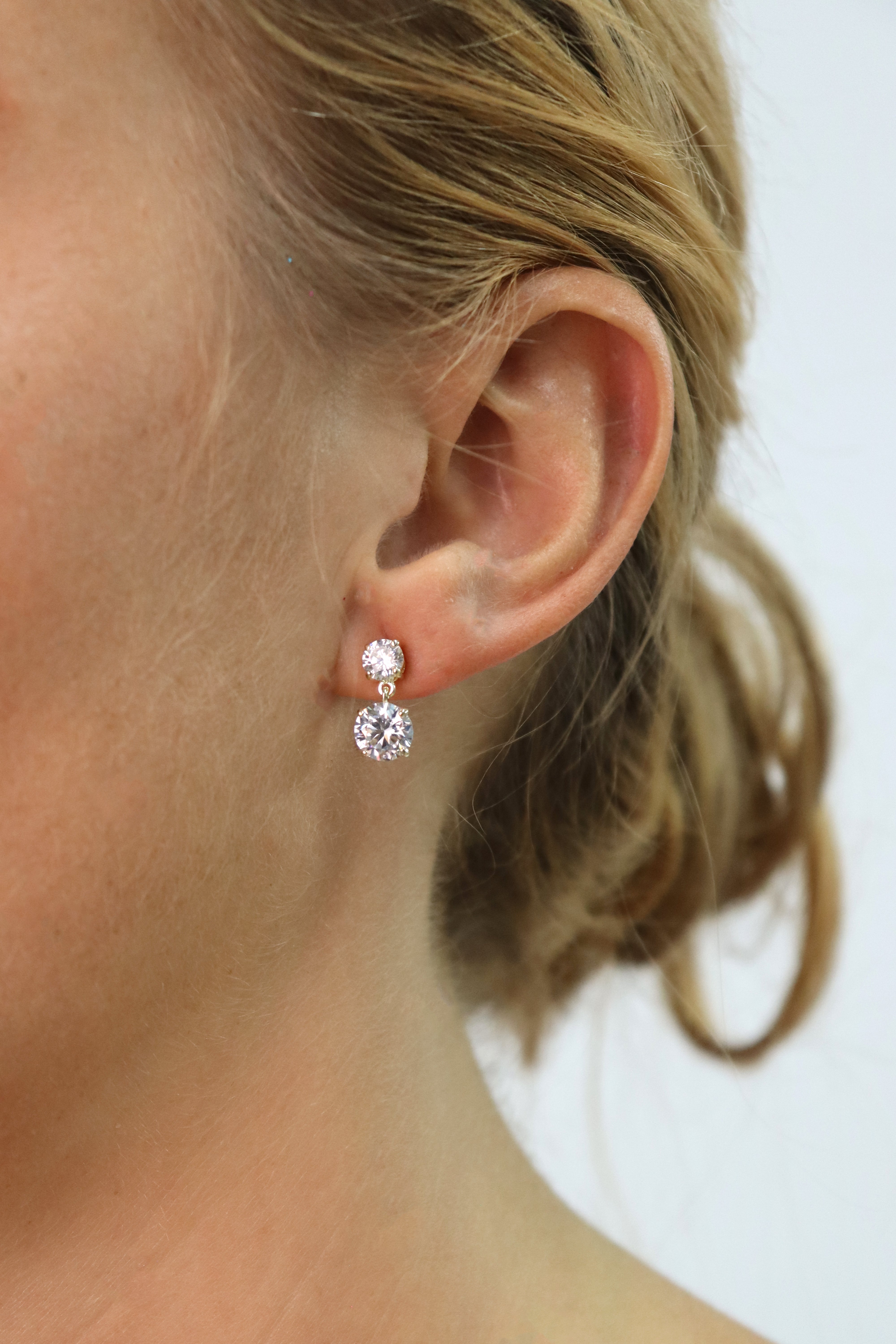 Gold Plated Clear Crystal Dangling Earrings Accessory Rene Ruiz Collection