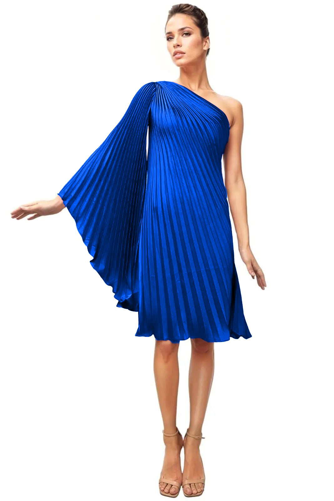One Shoulder Pleated Cocktail Cocktail Rene Ruiz Collection