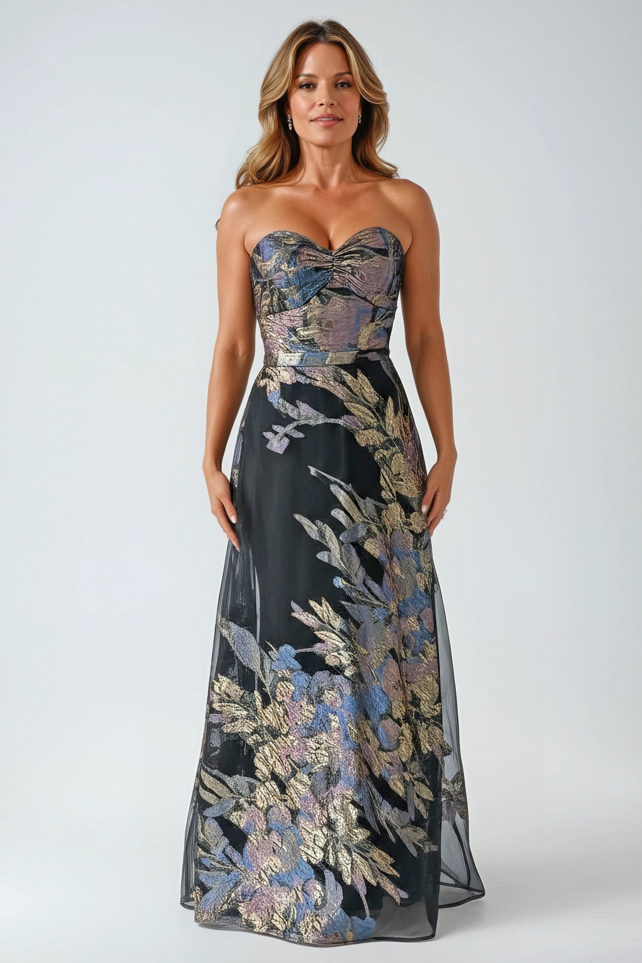 Strapless Sweetheart Fil Coupe A-Line Gown