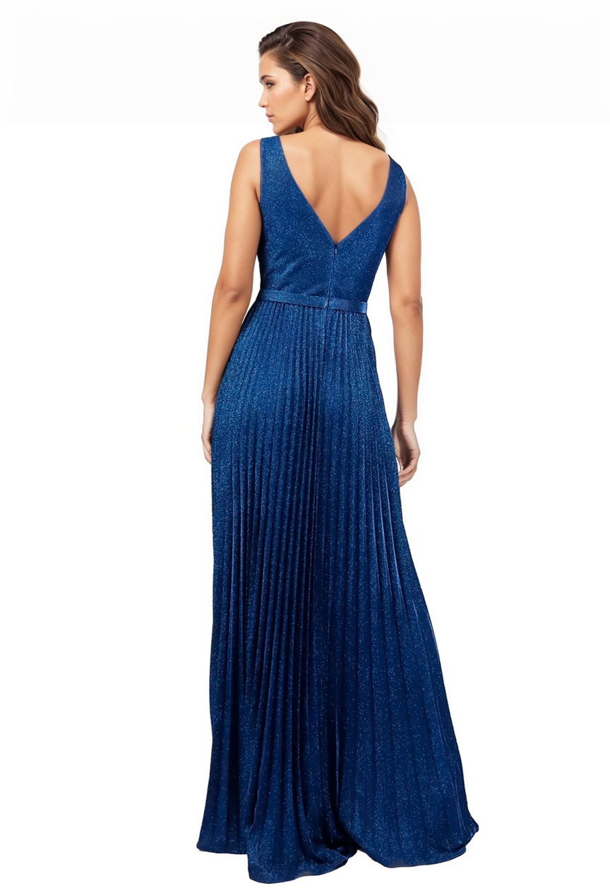 V Neck Pleated Evening Formal Gown Gown Rene Ruiz Collection