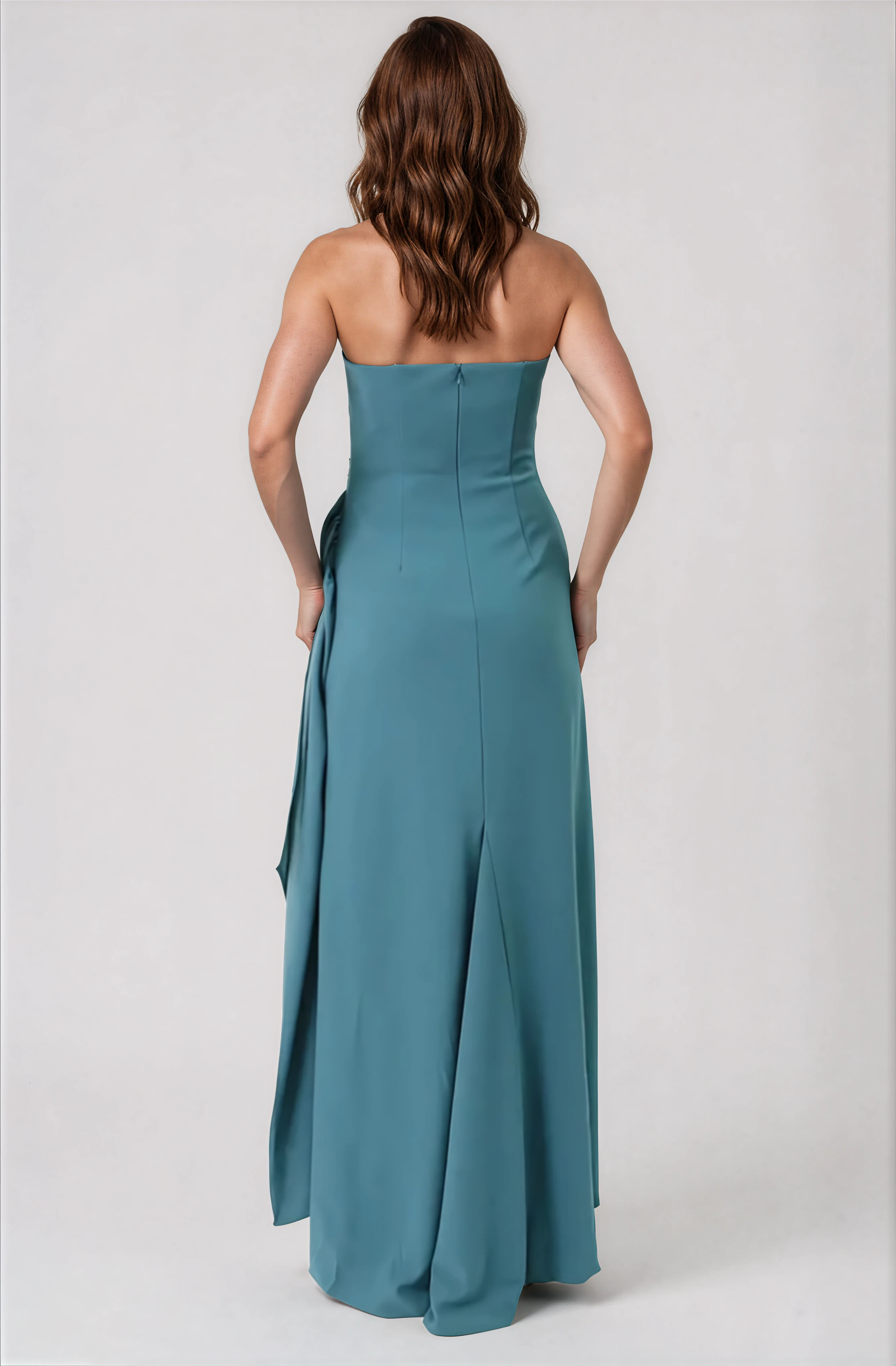 Hand Draped Strapless Crepe Gown Gown Rene Ruiz Collection