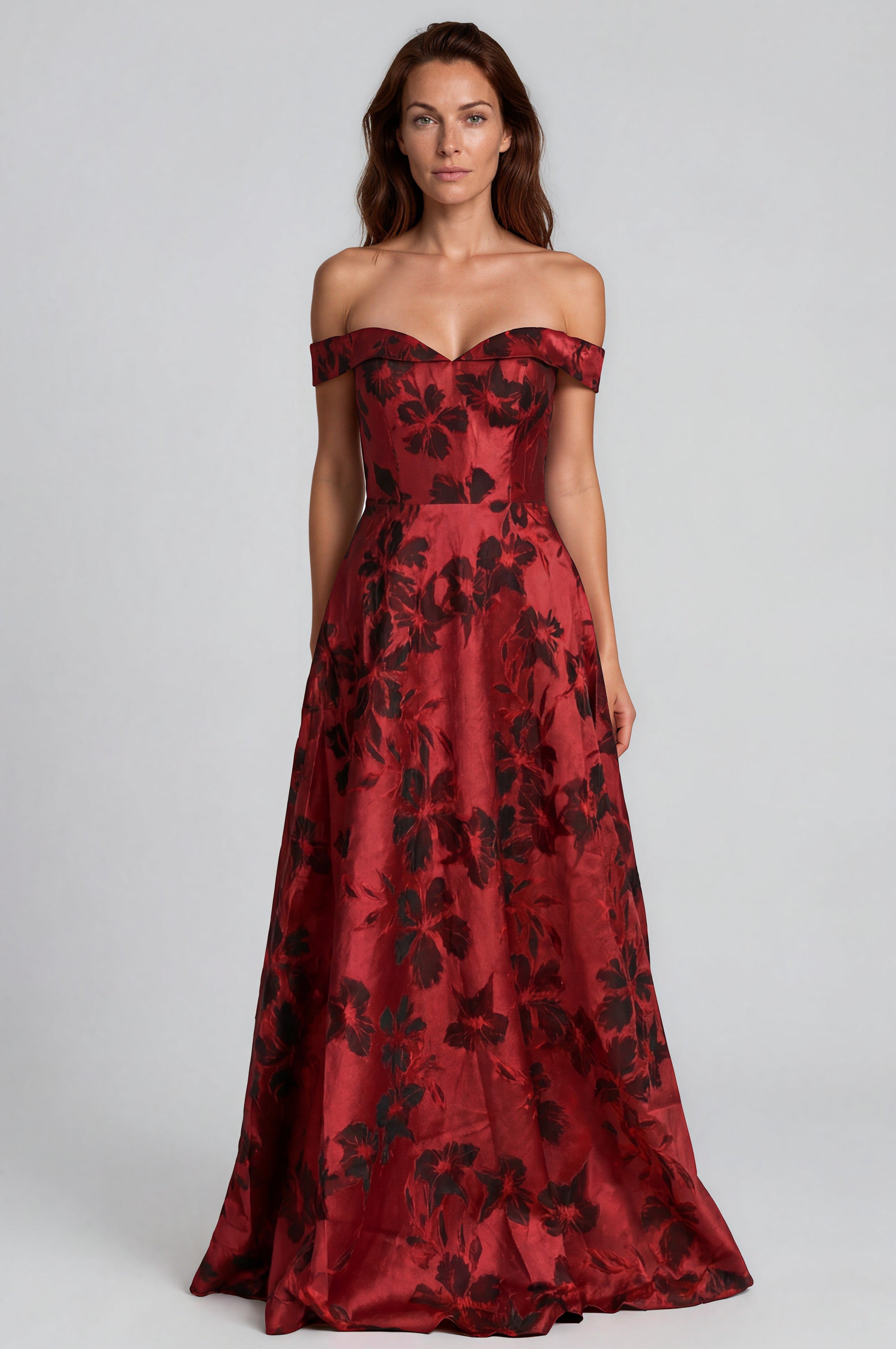 Off The Shoulder Sweetheart Floral A-Line Gown