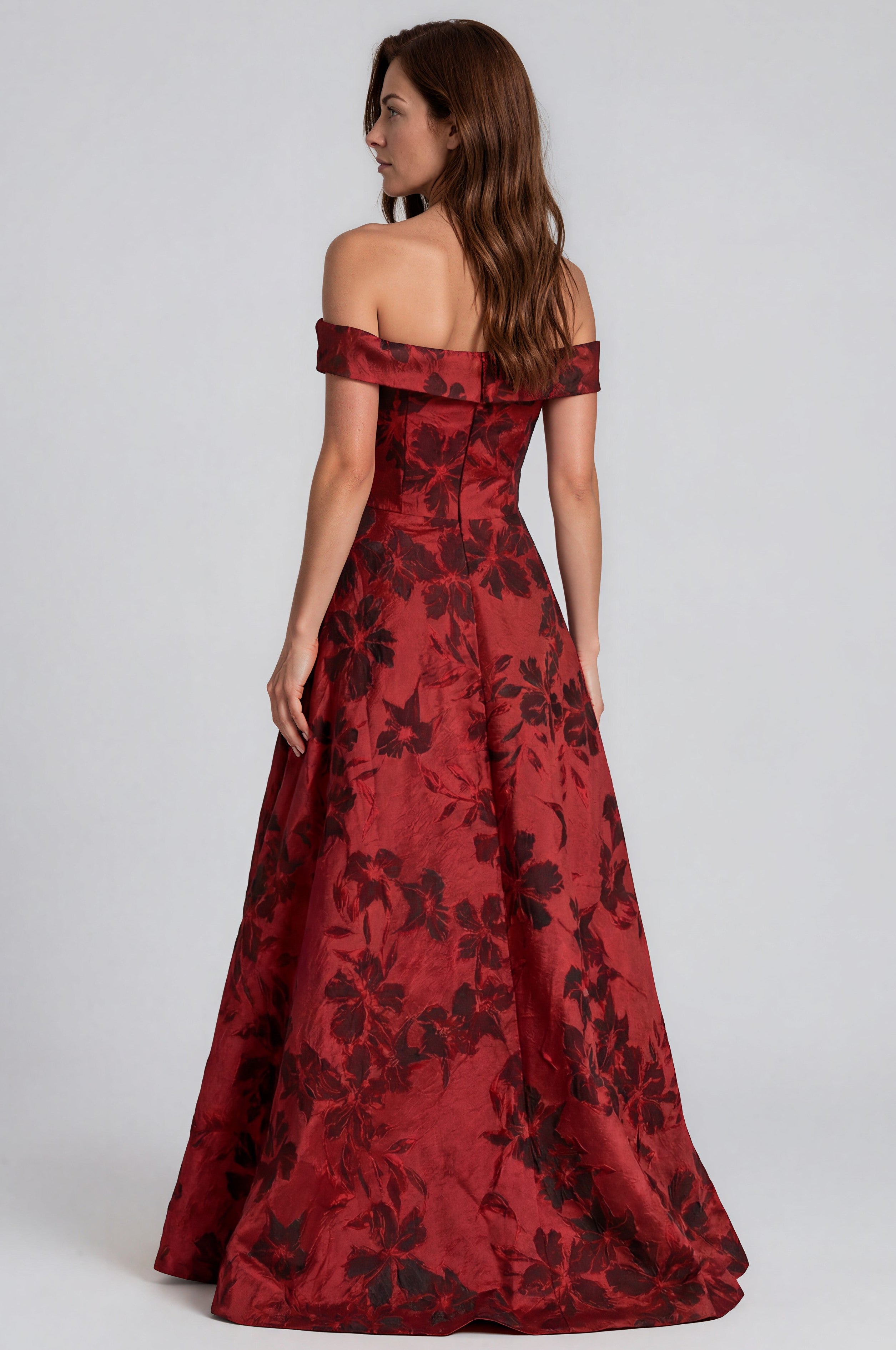 Off The Shoulder Sweetheart Floral A-Line Gown