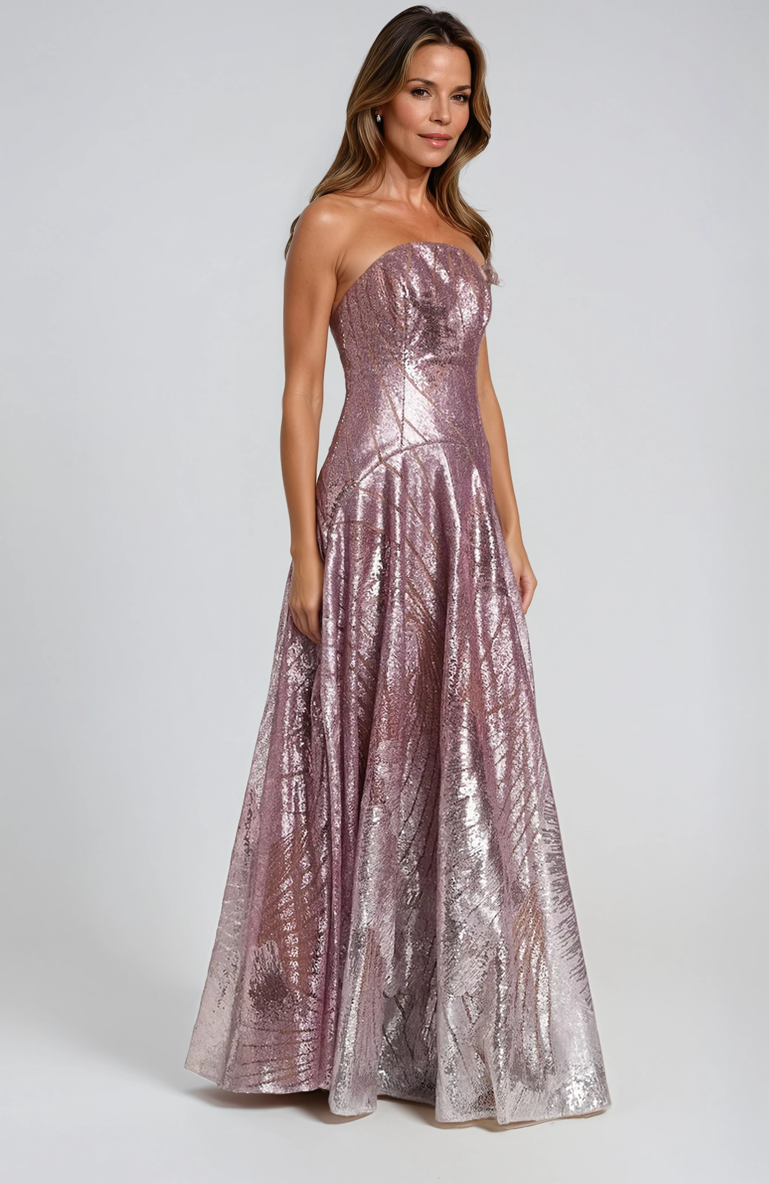 Sequin Strapless A-Line Gown Gown Rene Ruiz Collection