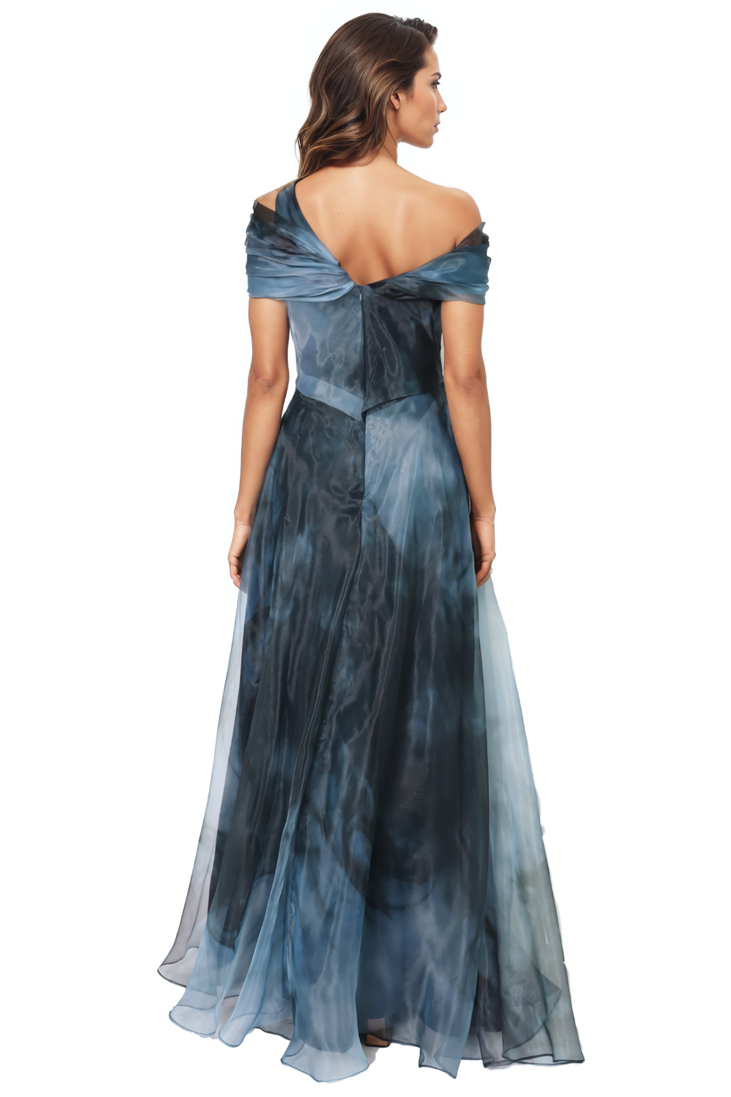Twisted Off-The-Shoulder Organza Gown Gown Rene Ruiz Collection