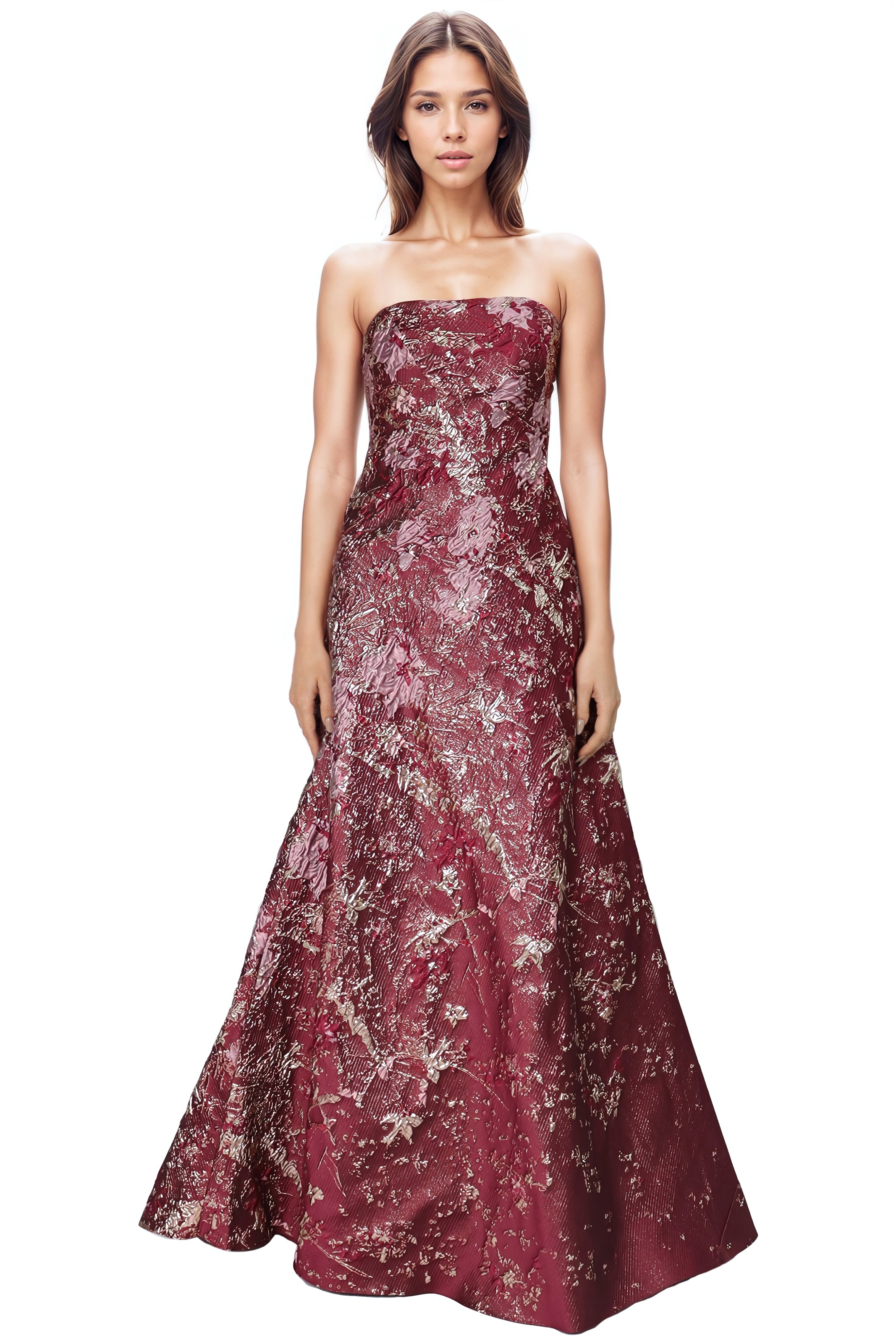 Strapless Mermaid Brocade Gown Gown Rene Ruiz Collection