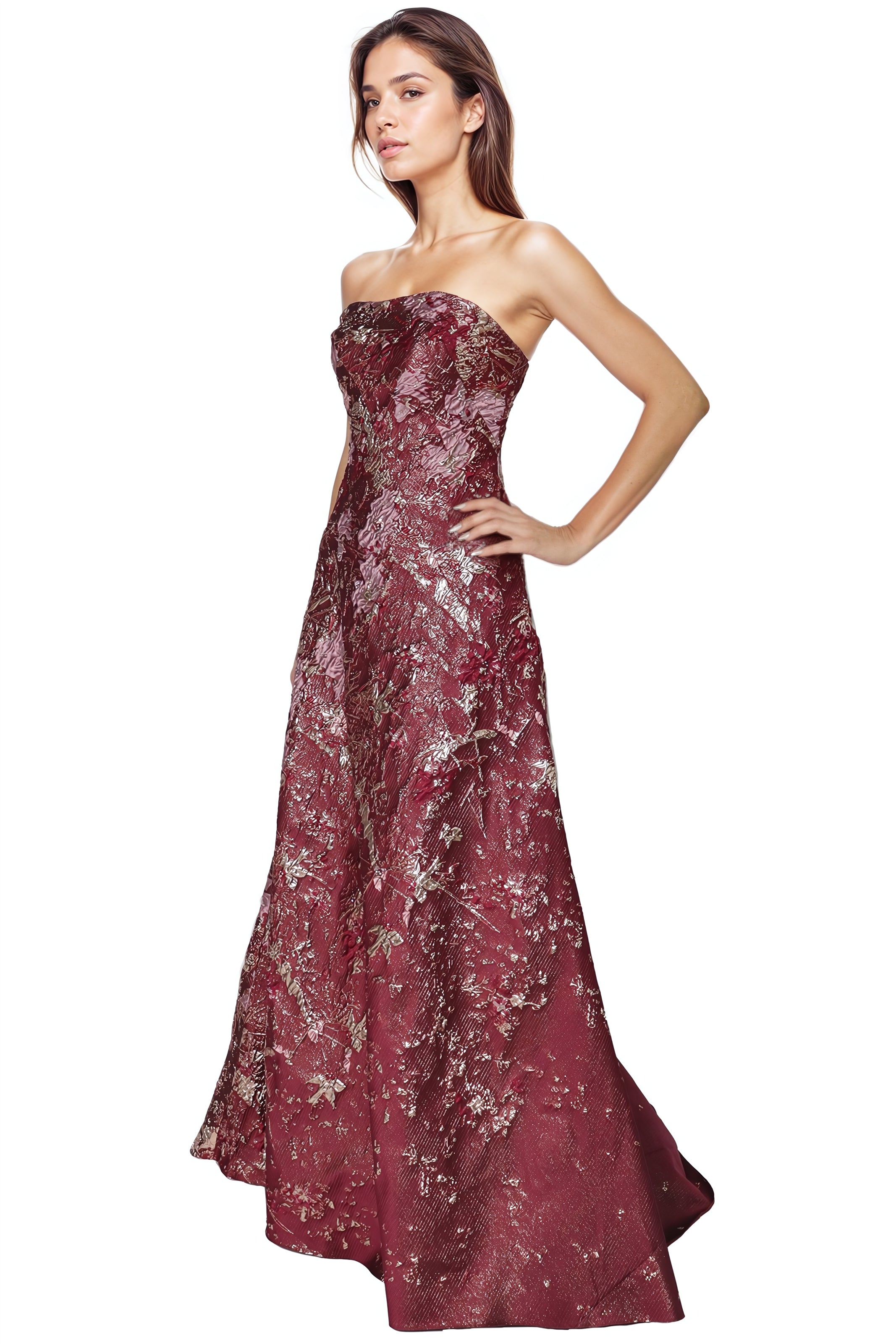 Strapless Mermaid Brocade Gown Gown Rene Ruiz Collection