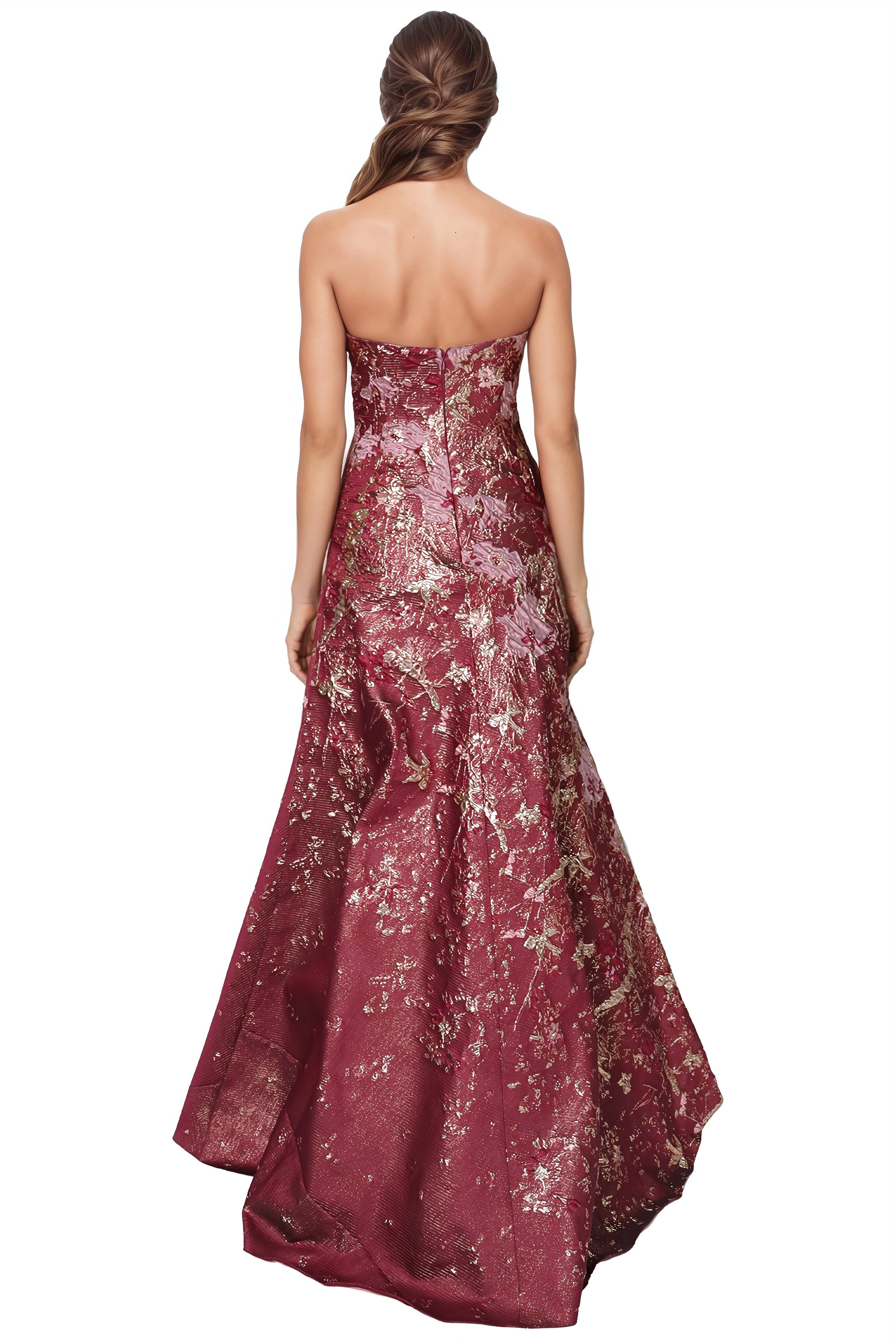 Strapless Mermaid Brocade Gown Gown Rene Ruiz Collection