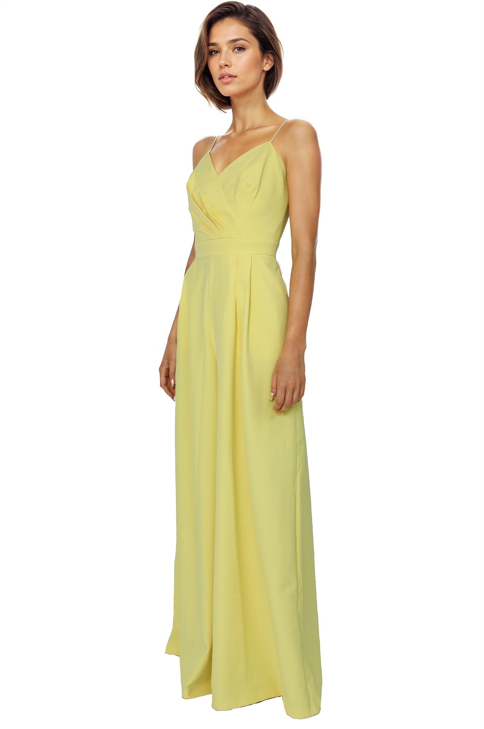 Spaghetti Strap V Neck Crepe Jumpsuit Jumpsuit Rene Ruiz Collection