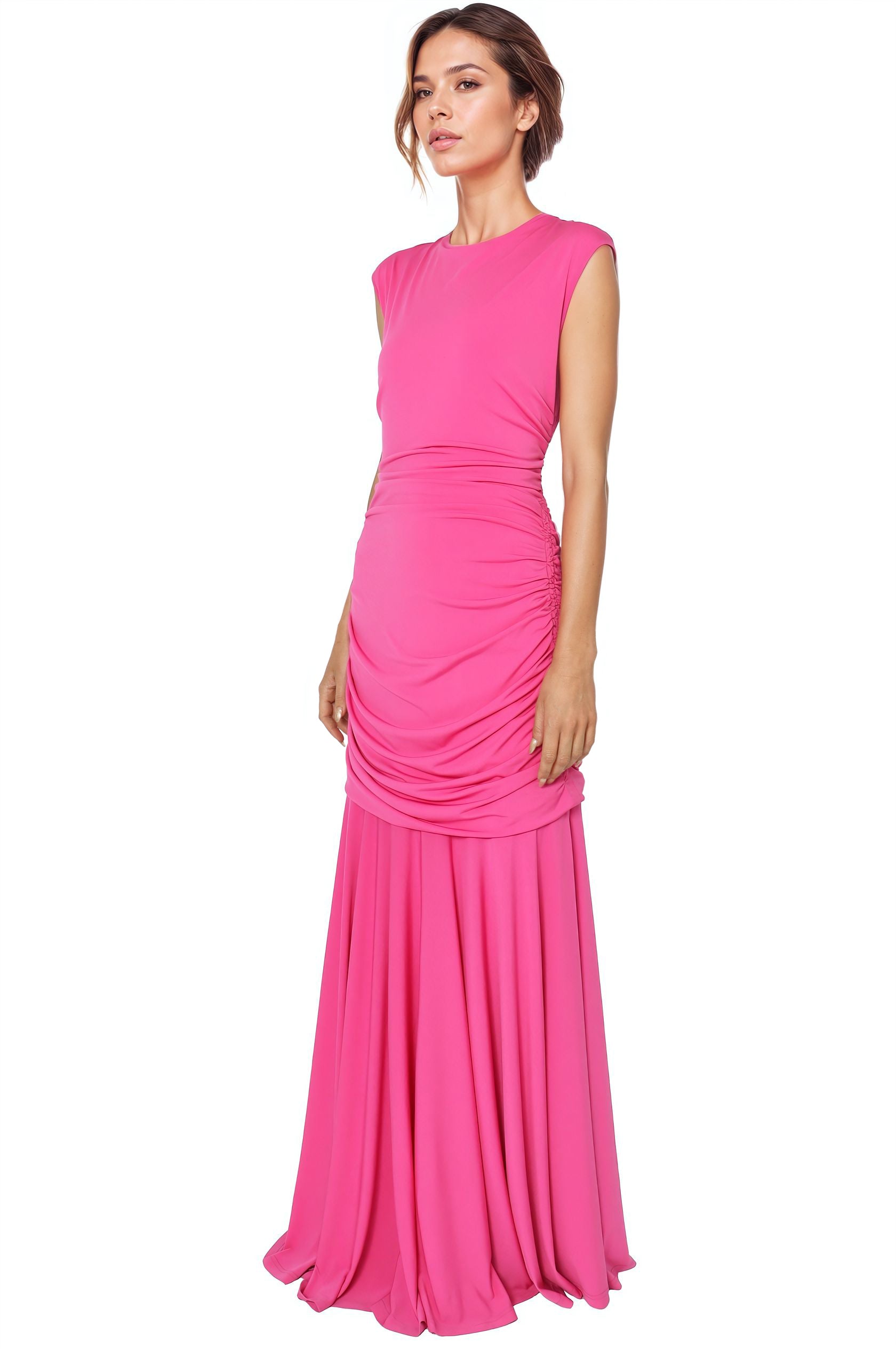 Hand Draped 2 in 1 Zip Off Stretch Knit Dress Gown Rene Ruiz Collection