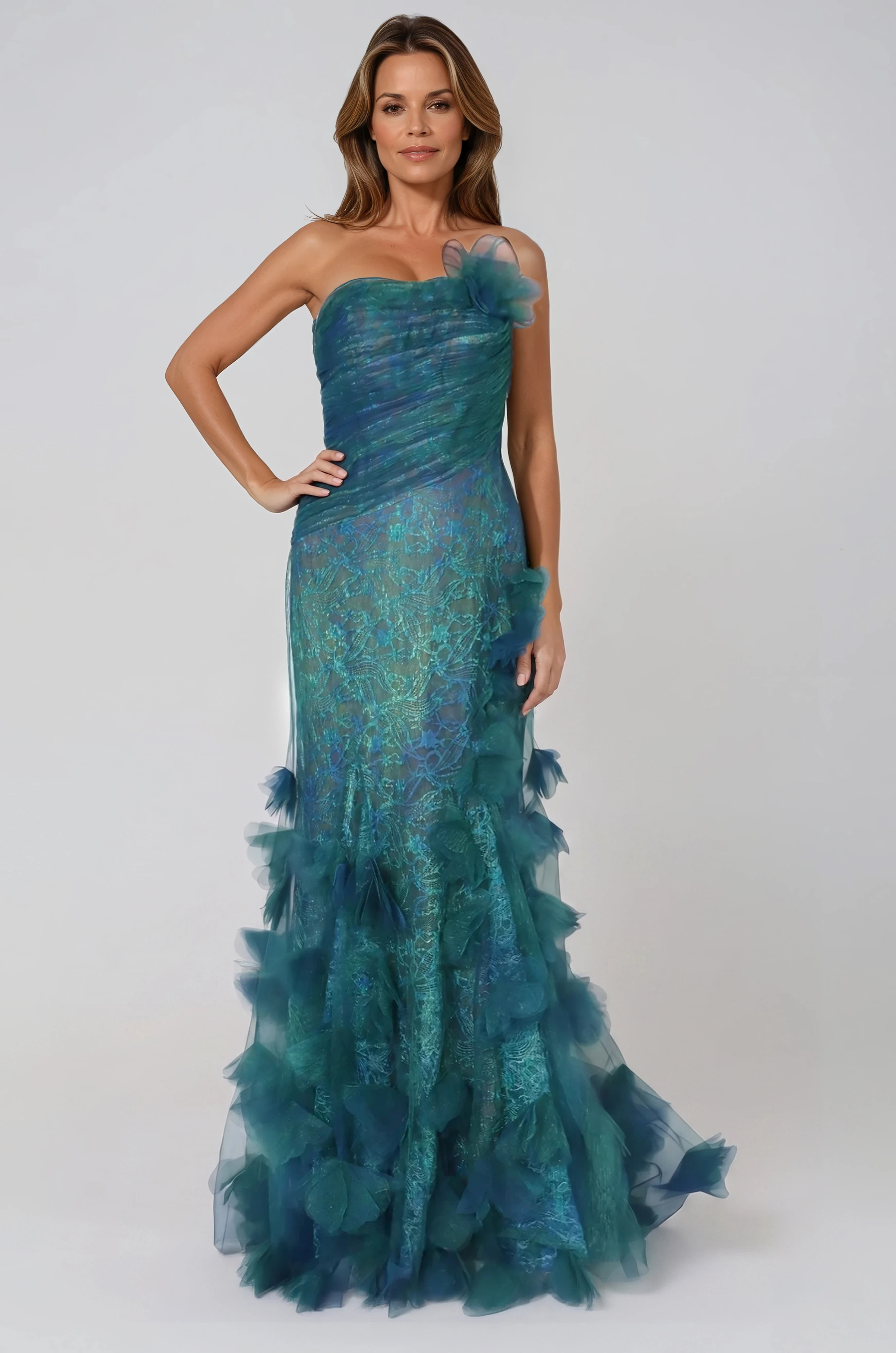 Strapless Tulle & Lace Mermaid Gown Gown Rene Ruiz Collection